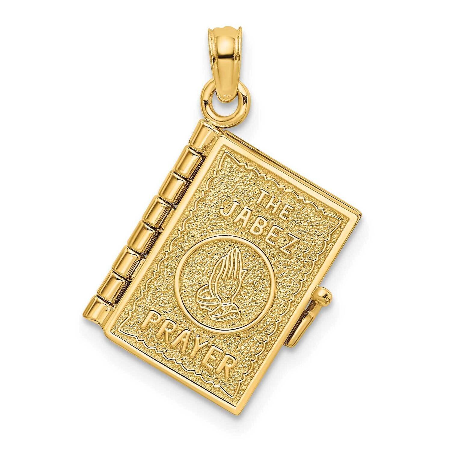 Moveable Pages Prayer of Jabez Book Charm 14k Gold 3-D K8565