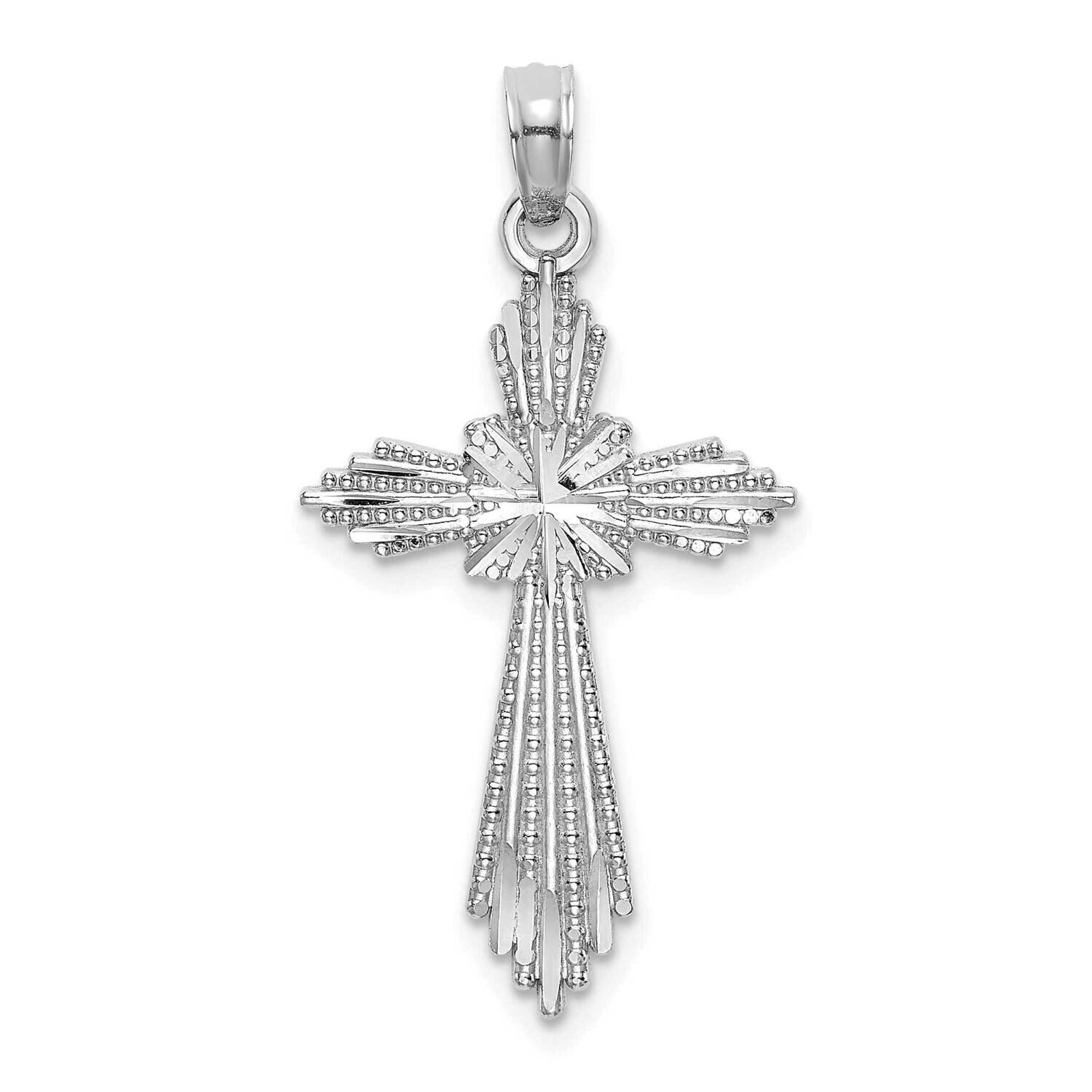 Fancy Cross Charm 14k White Gold Diamond-cut K8571W, MPN: K8571W,