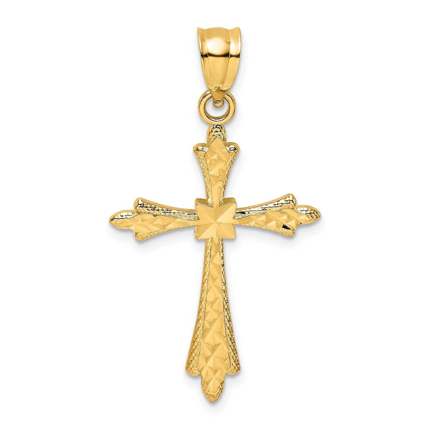 Cross with Fancy Edges Charm 14k Gold Diamond-cut K8572, MPN: K8572, 637218090037