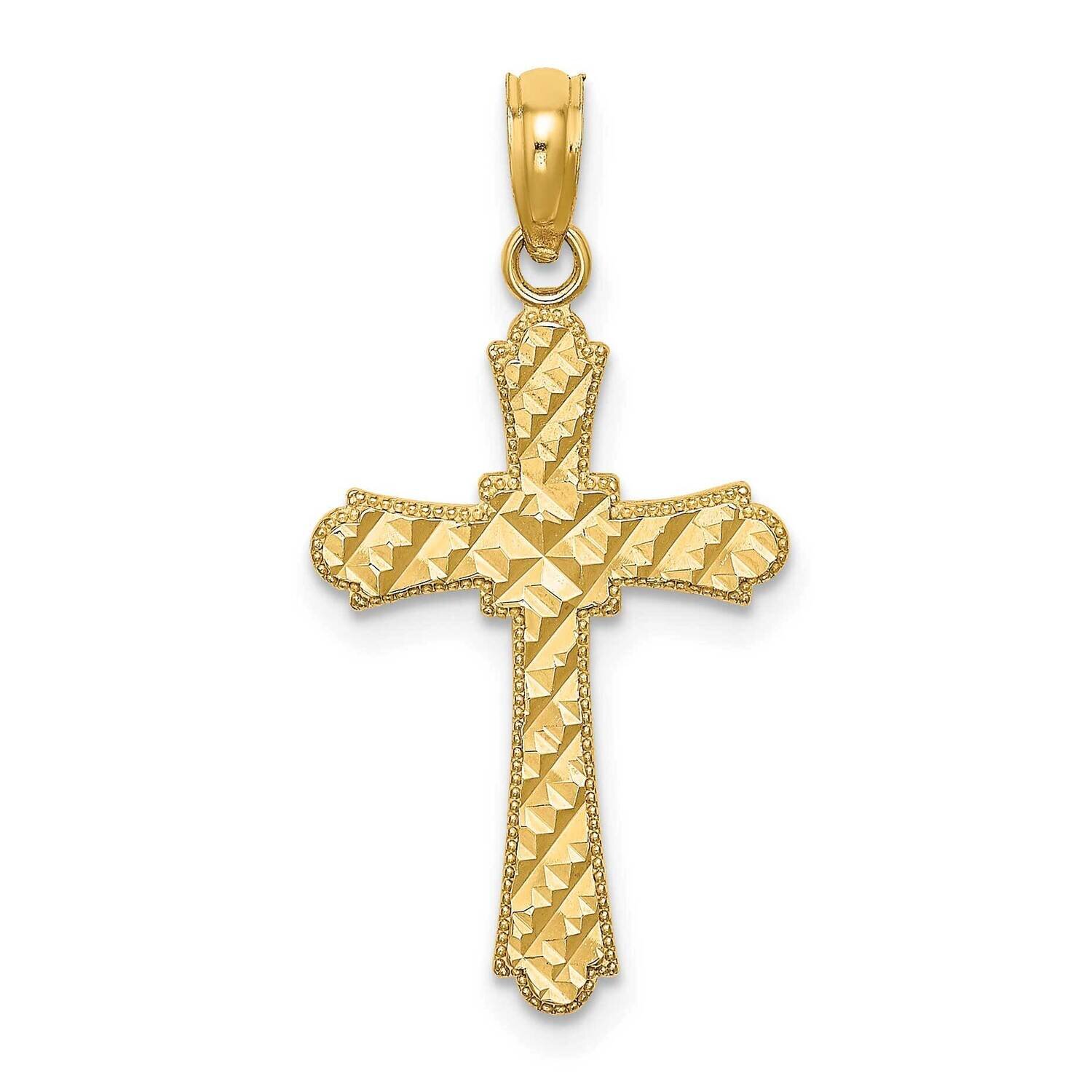 Marquis Shape Cross Charm 14k Gold Diamond-cut K8575, MPN: K8575, 637218090075