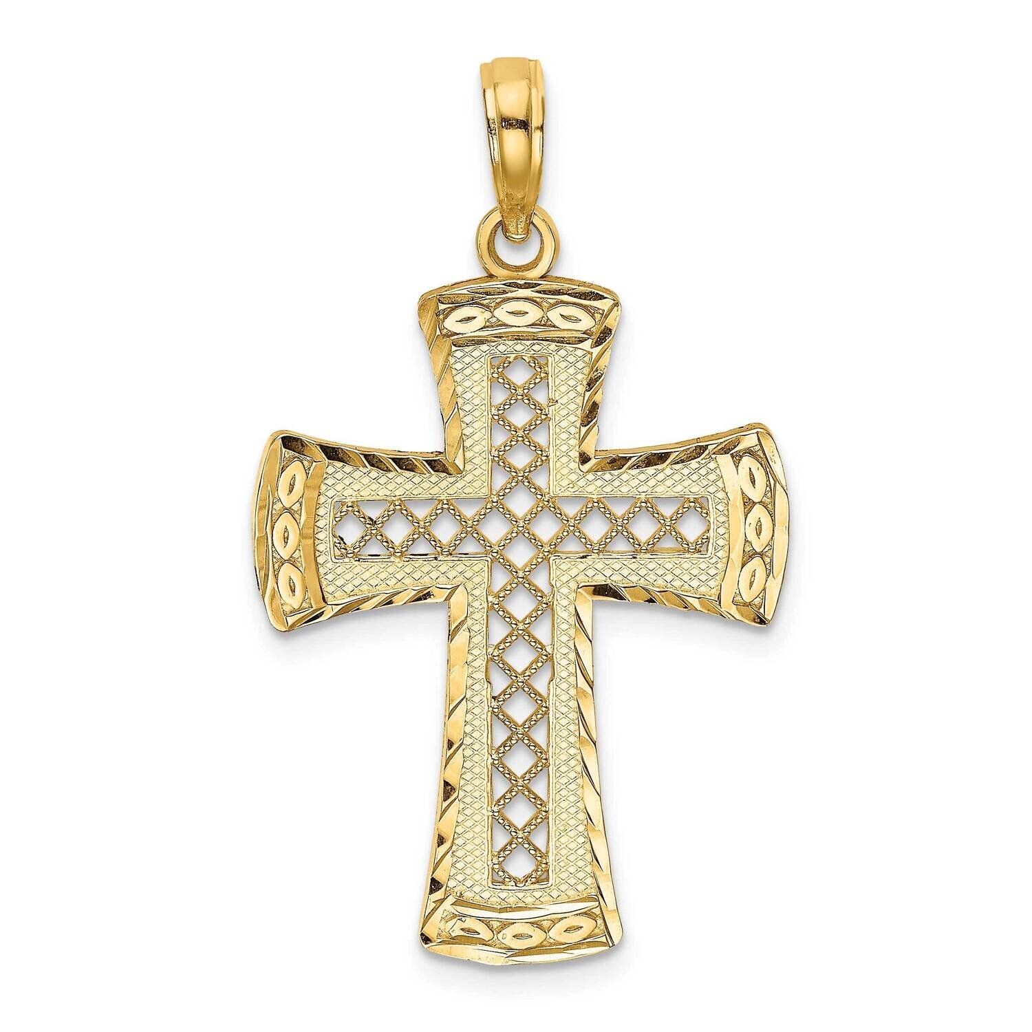 with Satin Edge Latice Cross Charm 14k Gold Diamond-cut K8576, MPN: K8576, 637218090372