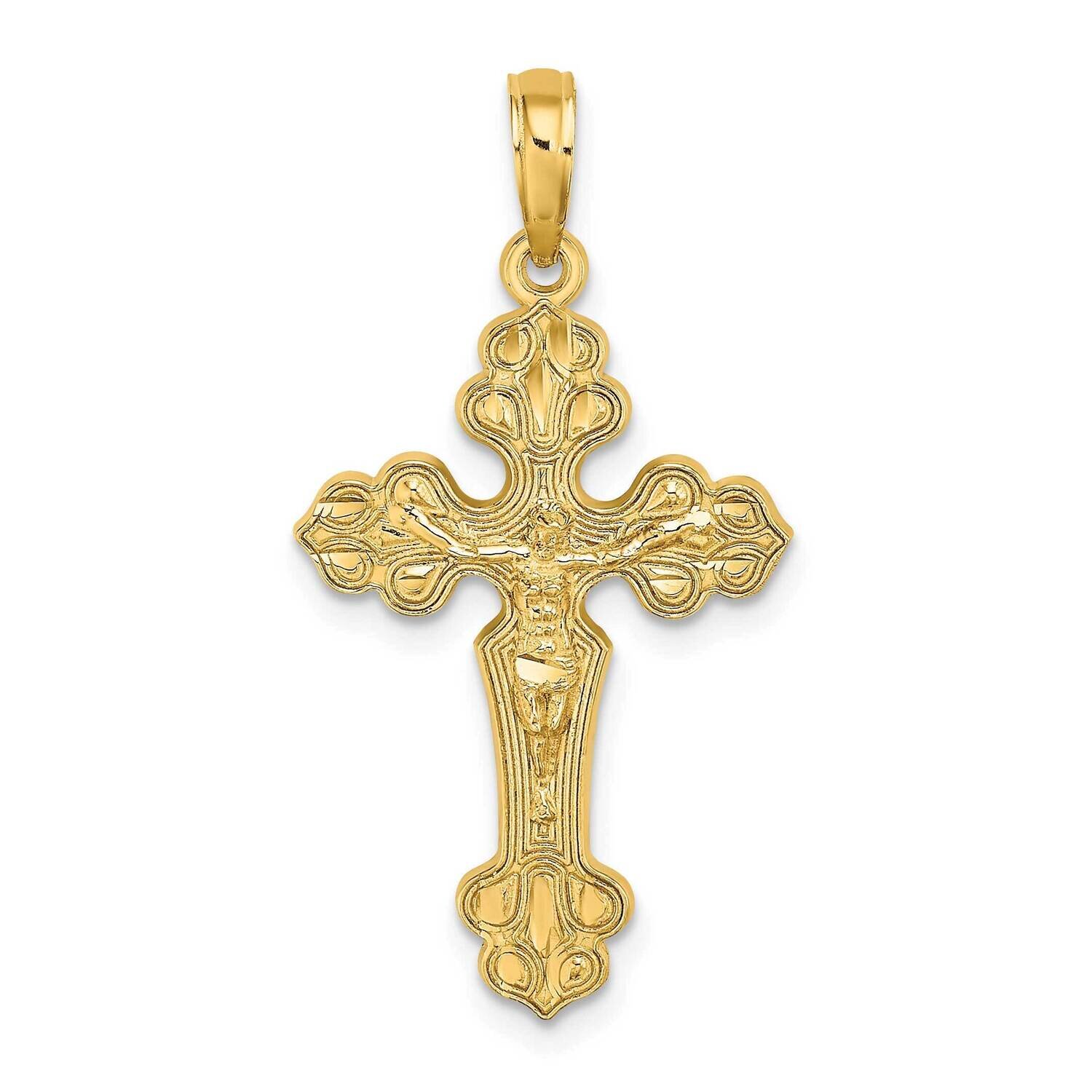 Crucifix W Fancy Tips Charm 14k Gold Diamond-cut K8578, MPN: K8578, 637218118731