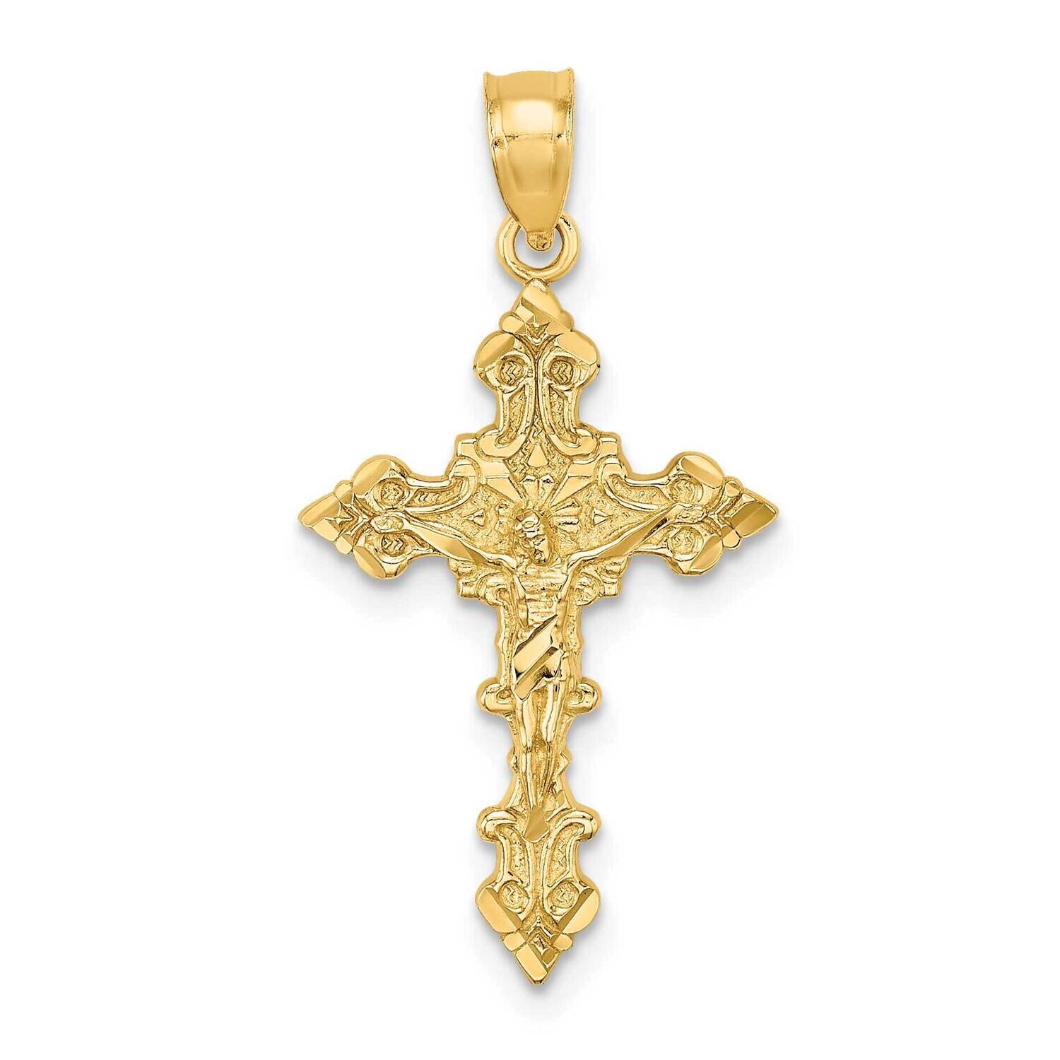 Crucifix with Fancy Edges Charm 14k Gold K8581