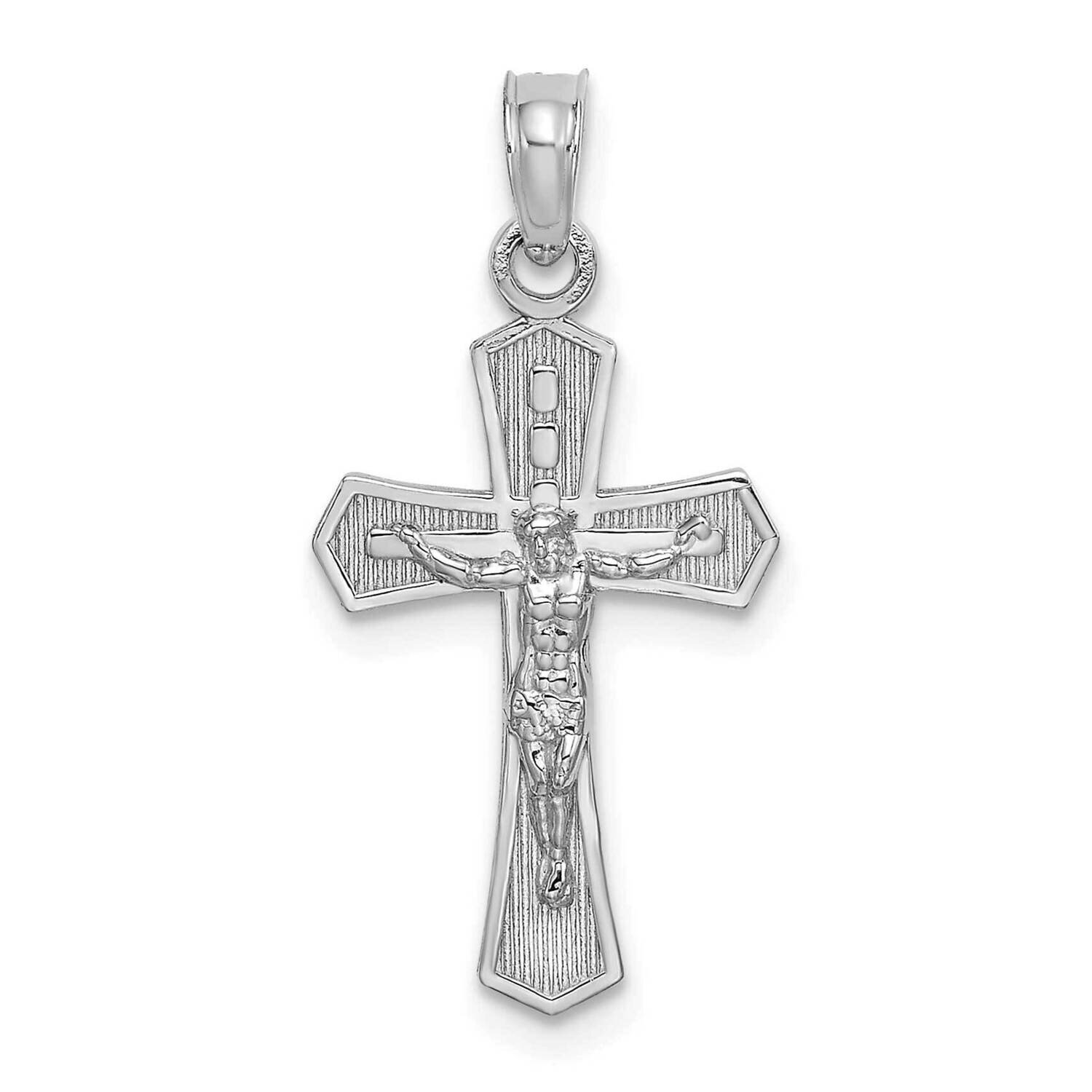 Crucifix with Beveled Edges Charm 14k White Gold K8582W, MPN: K8582W,