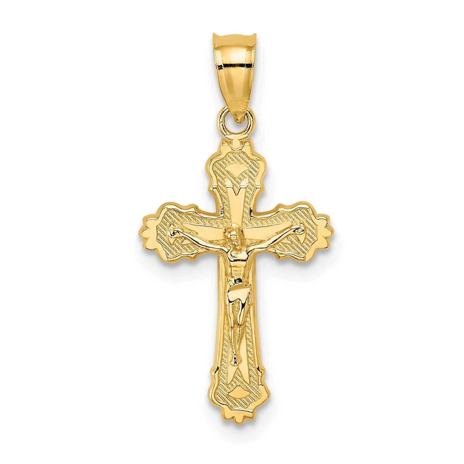 Textured Scalloped Edge Crucifix Charm 14k Gold K8583, MPN: K8583, 637218090853