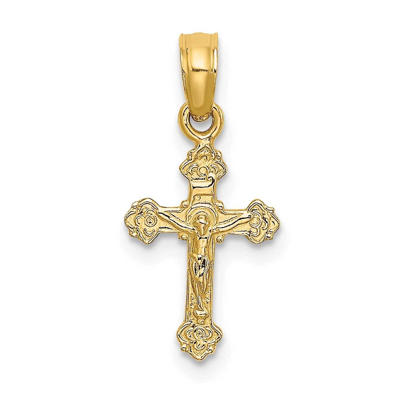 Mini Crucifix with Fancy Tips Charm 14k Gold K8588