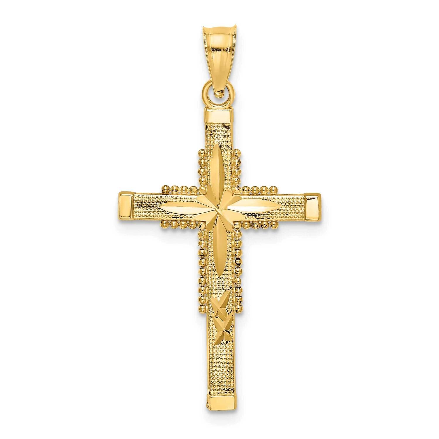Cross Charm 14k Gold Textured K8589, MPN: K8589, 637218090969