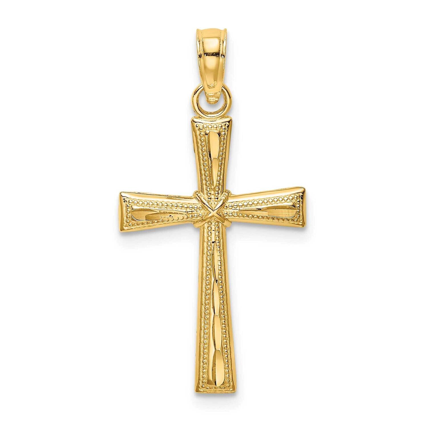 Textured Cross Charm 14k Gold Diamond-cut K8591, MPN: K8591, 637218164745