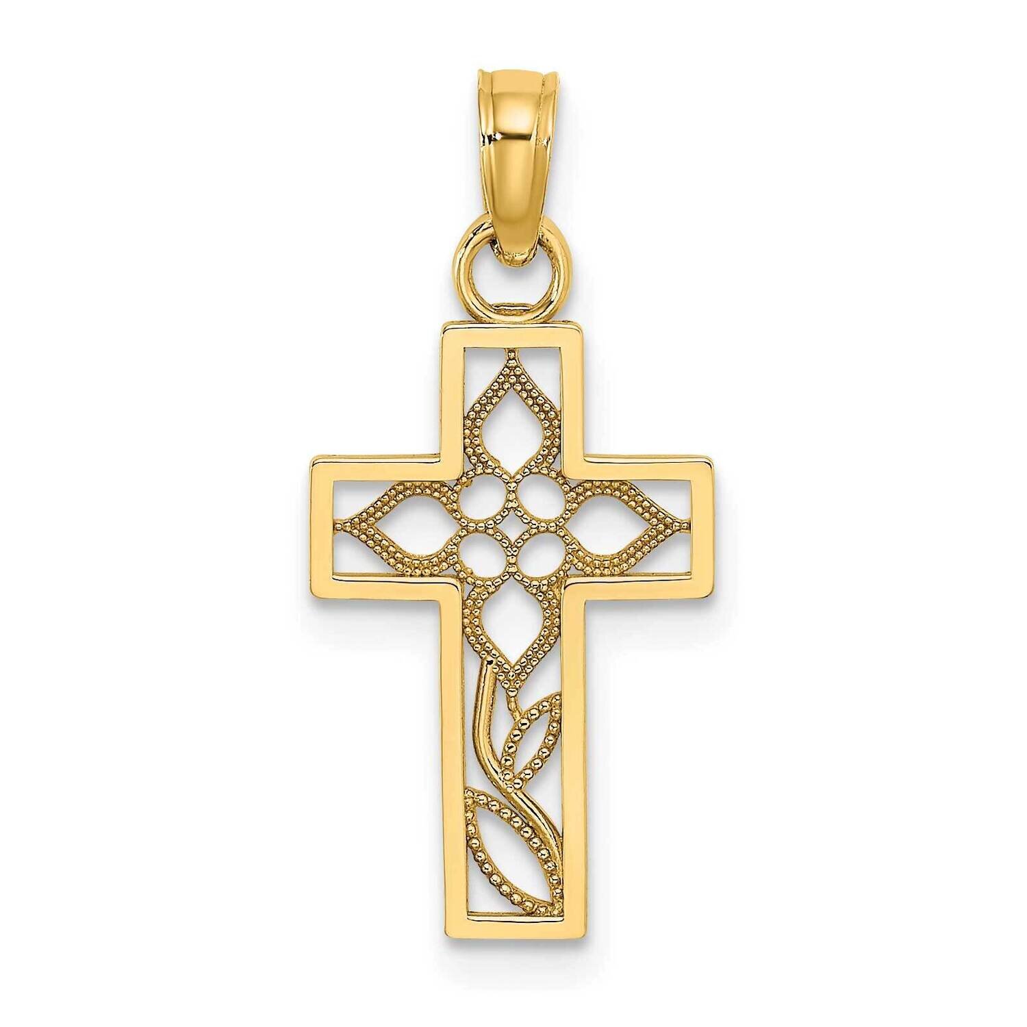 Flower In Cross Charm 14k Gold K8599, MPN: K8599, 637218095452