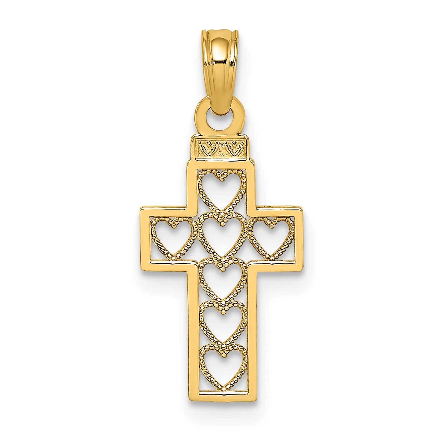 Heart Design Cross Charm 14k Gold Cut-out K8601, MPN: K8601, 637218095544