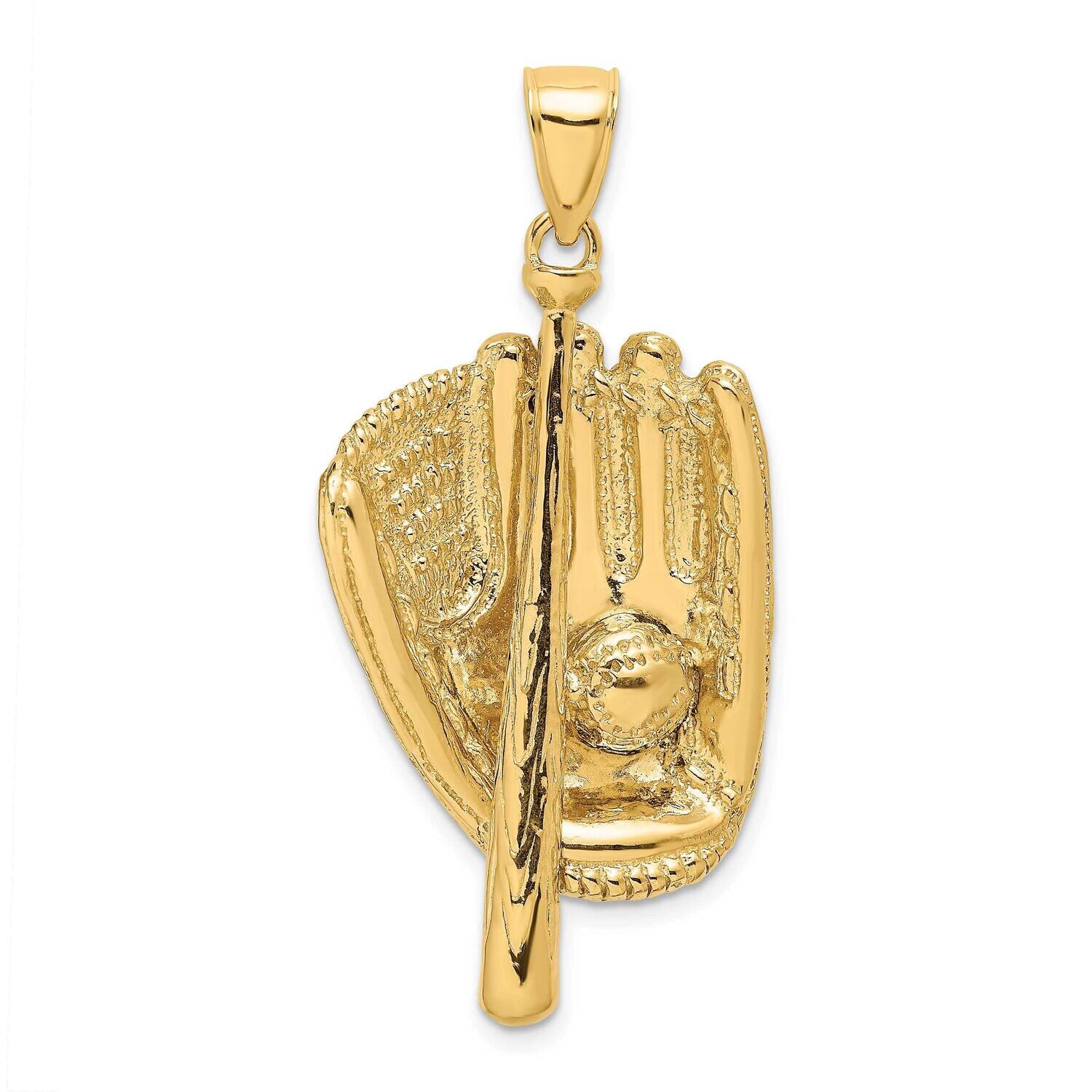 Baseball Glove Bat Ball Charm 14k Gold 3-D K8735, MPN: K8735, 637218019663
