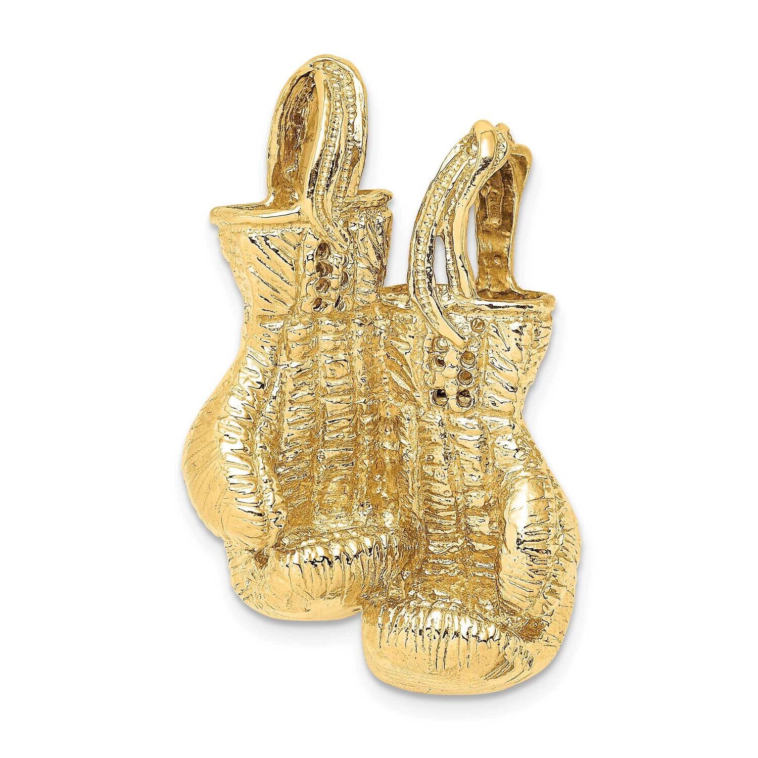 Textured Double Boxing Gloves Charm 14k Gold 3-D K8737