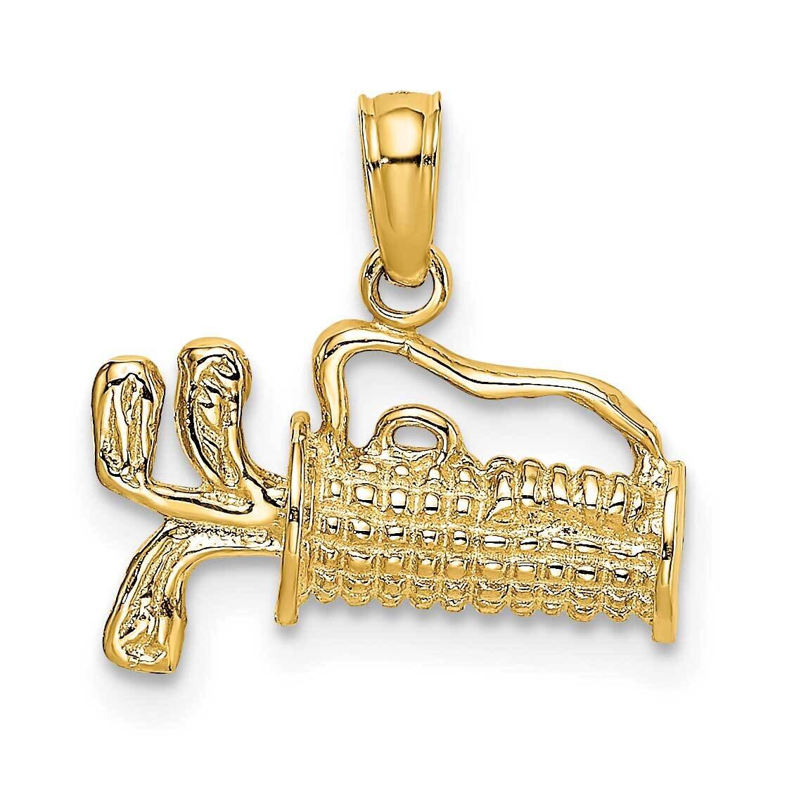 Textured Engraved Gold Bag Charm 14k Gold 2-D K8741, MPN: K8741, 637218033621