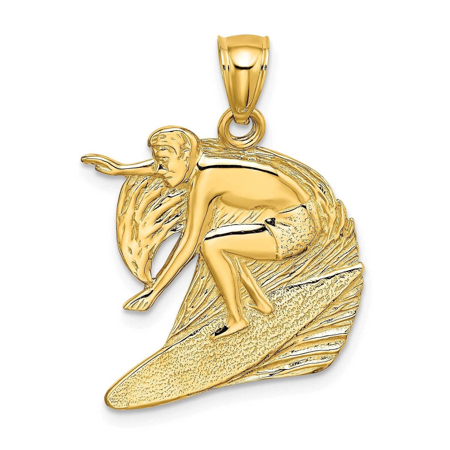 Graved Surfer Wave Charm 14k Gold Polished K8742, MPN: K8742, 637218020133