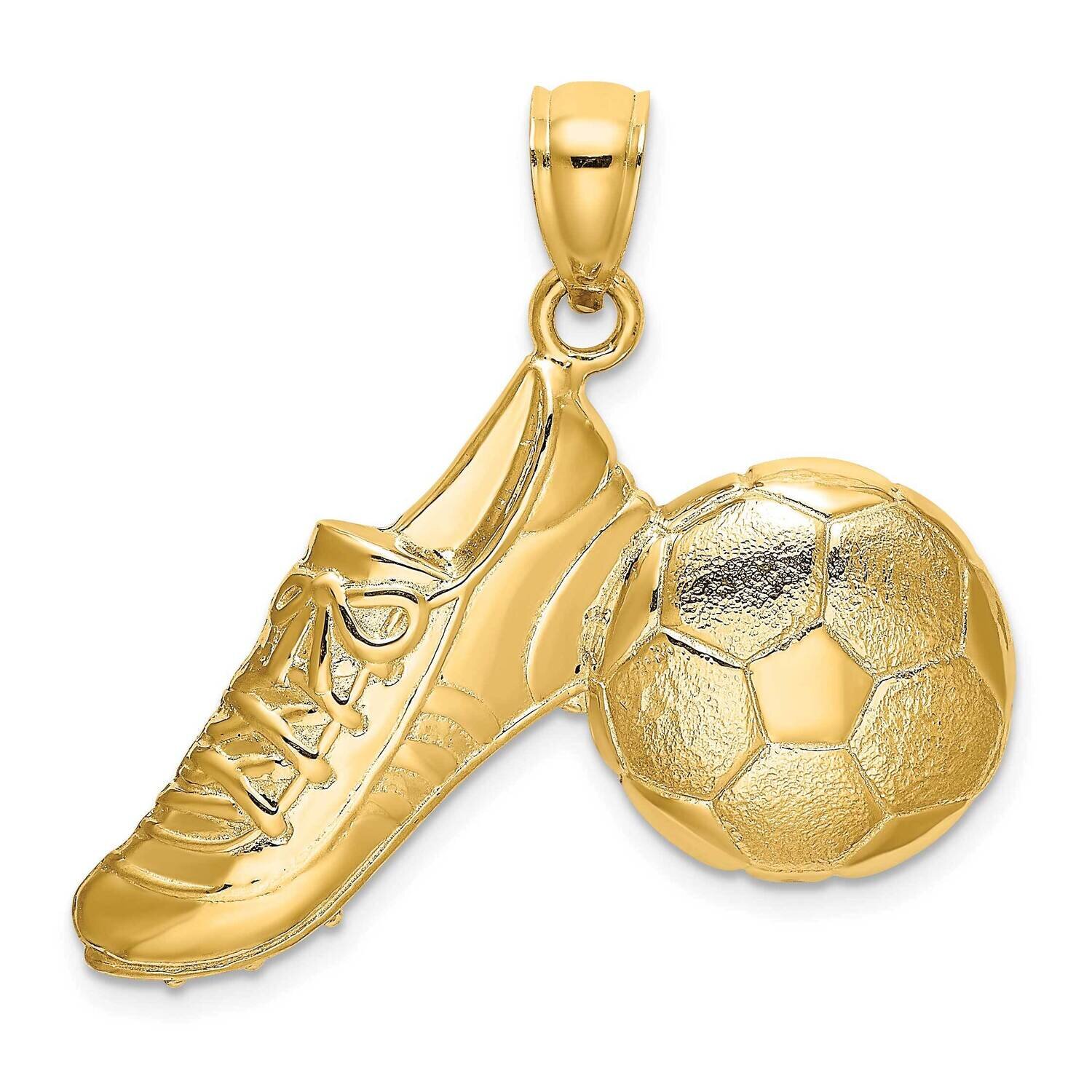 Polished Soccer Ball Shoe Charm 14k Gold 2-D K8746, MPN: K8746, 637218020317