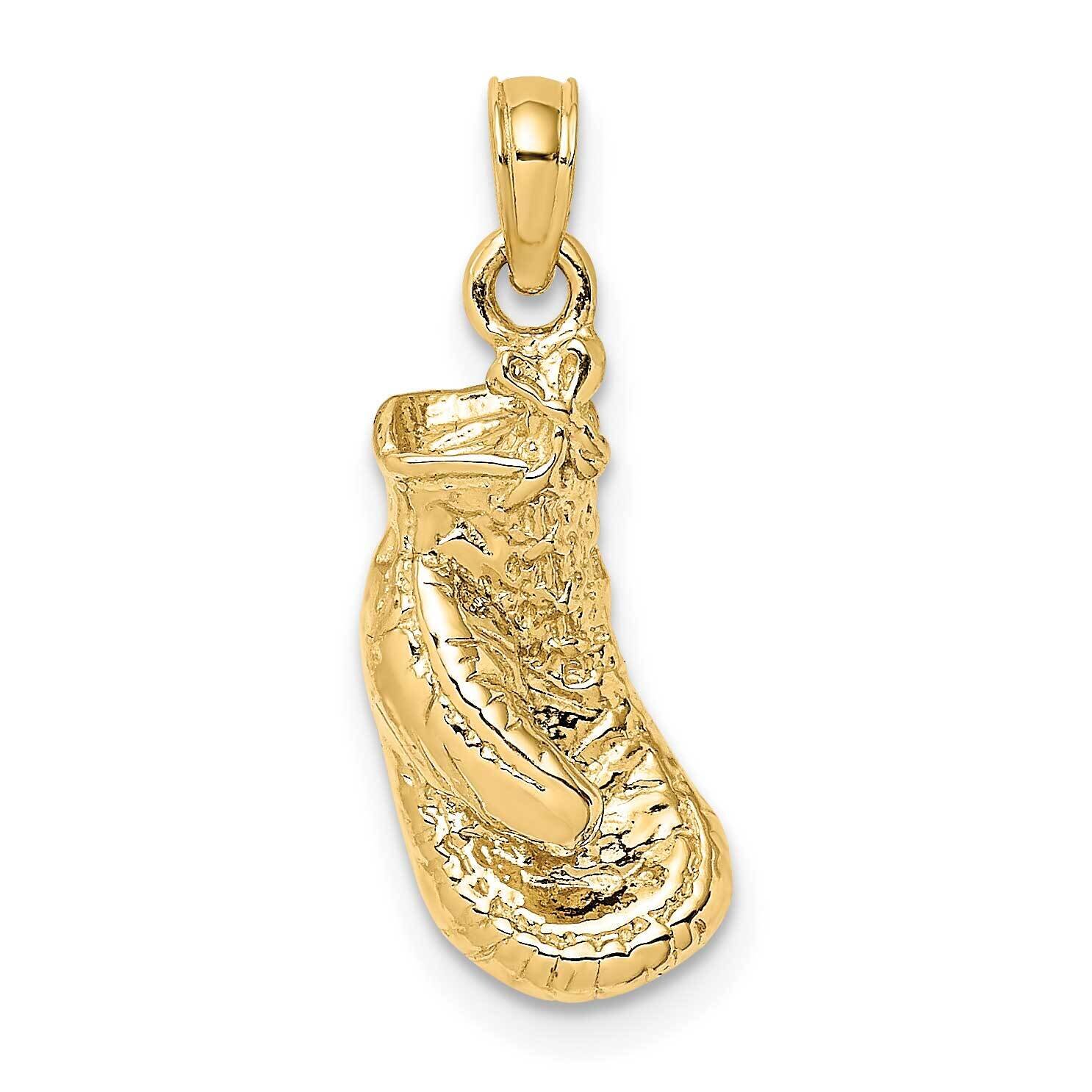 Polished Textured Single Boxing Glove Charm 14k Gold 2-D K8757