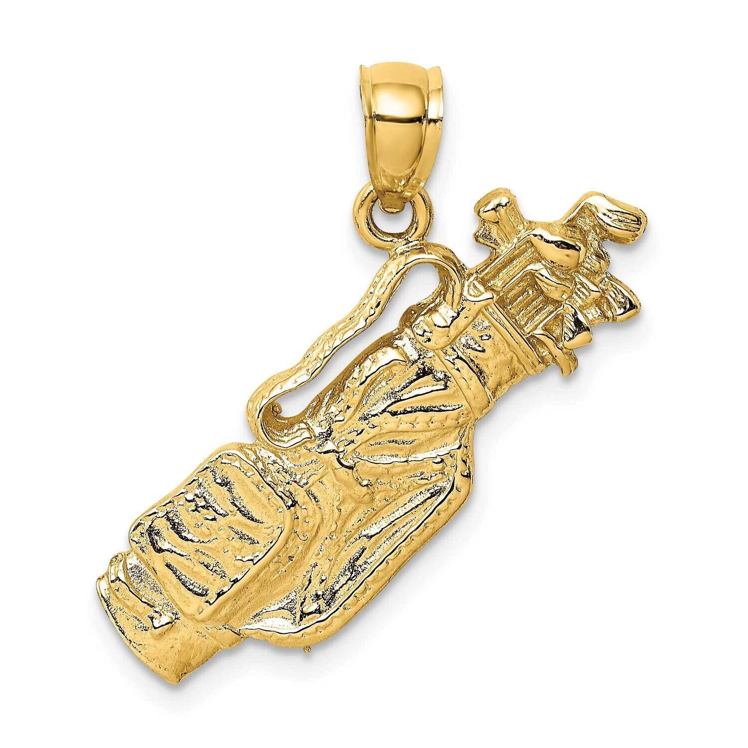 Golf Bag Clubs Charm 14k Gold 2-D K8760, MPN: K8760, 637218020829