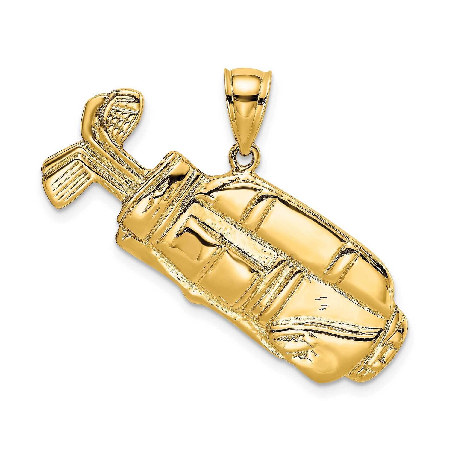 Polished Golf Bag Charm 14k Gold 2-D K8769, MPN: K8769, 637218043637
