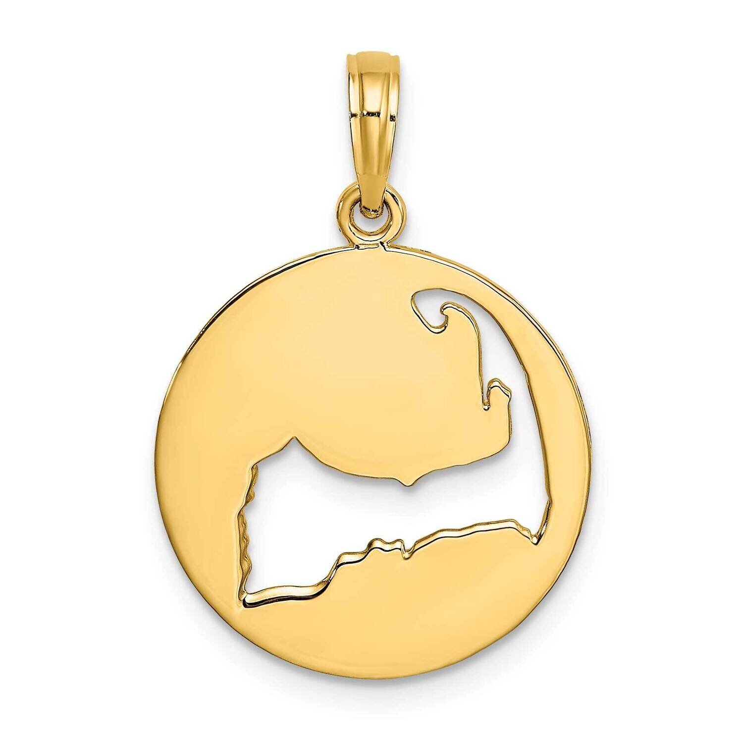Cut-Out Cape Cod Silhouette Charm 14k Gold Polished K8782