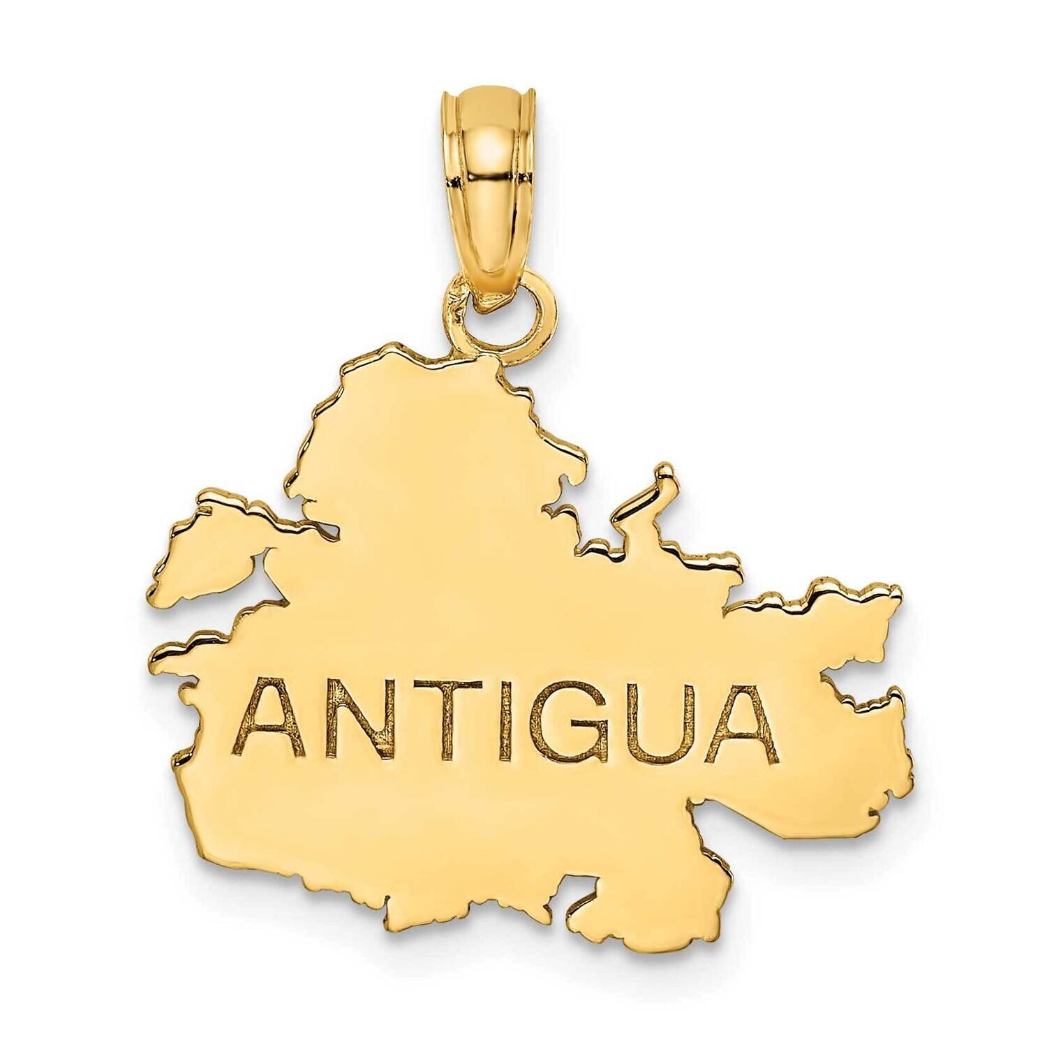 Antigua Map Charm 14k Gold Polished & Engraved K8785