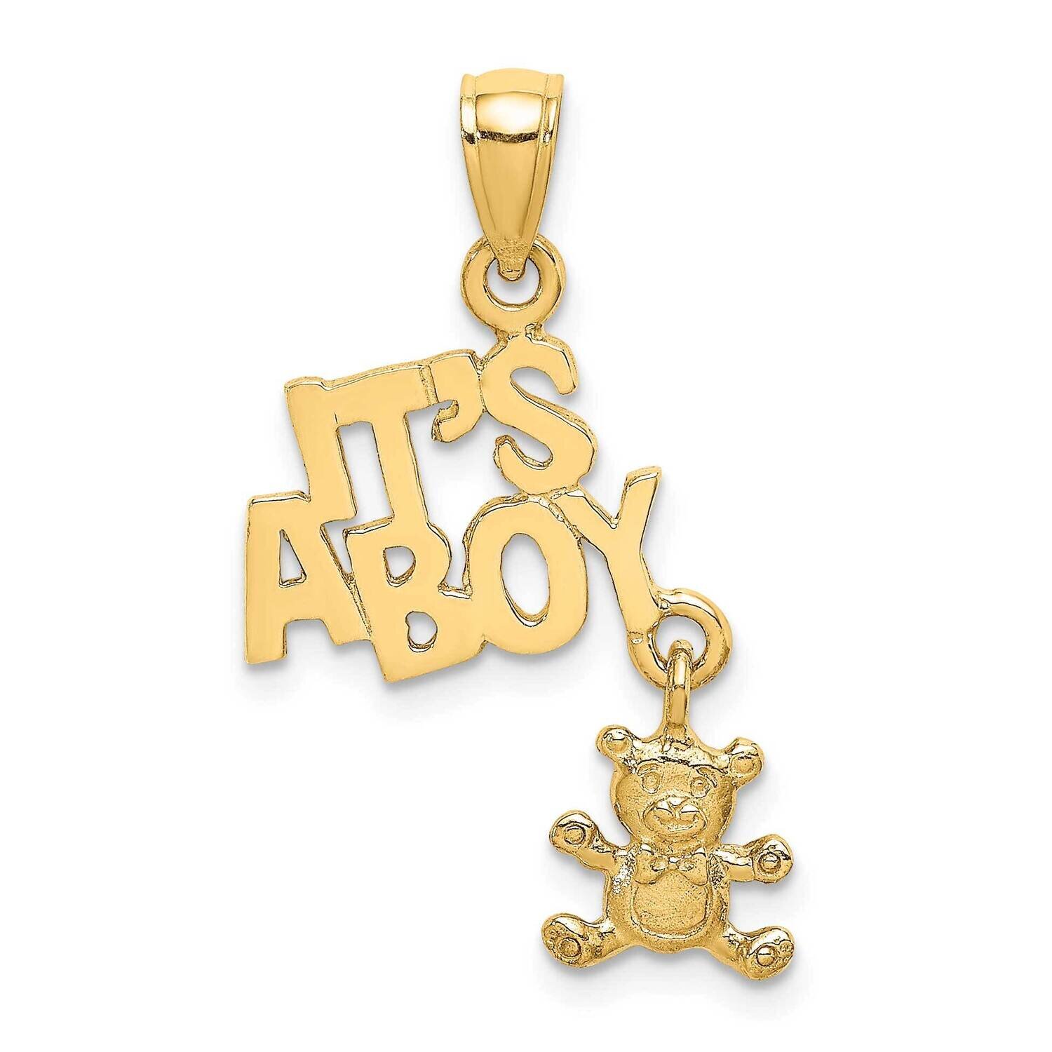 Moveable It'S A Boy with Teddy Bear Charm 14k Gold K8827
