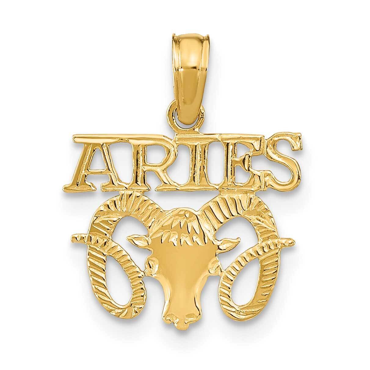 Engraved Block Aries Charm 14k Gold K8946