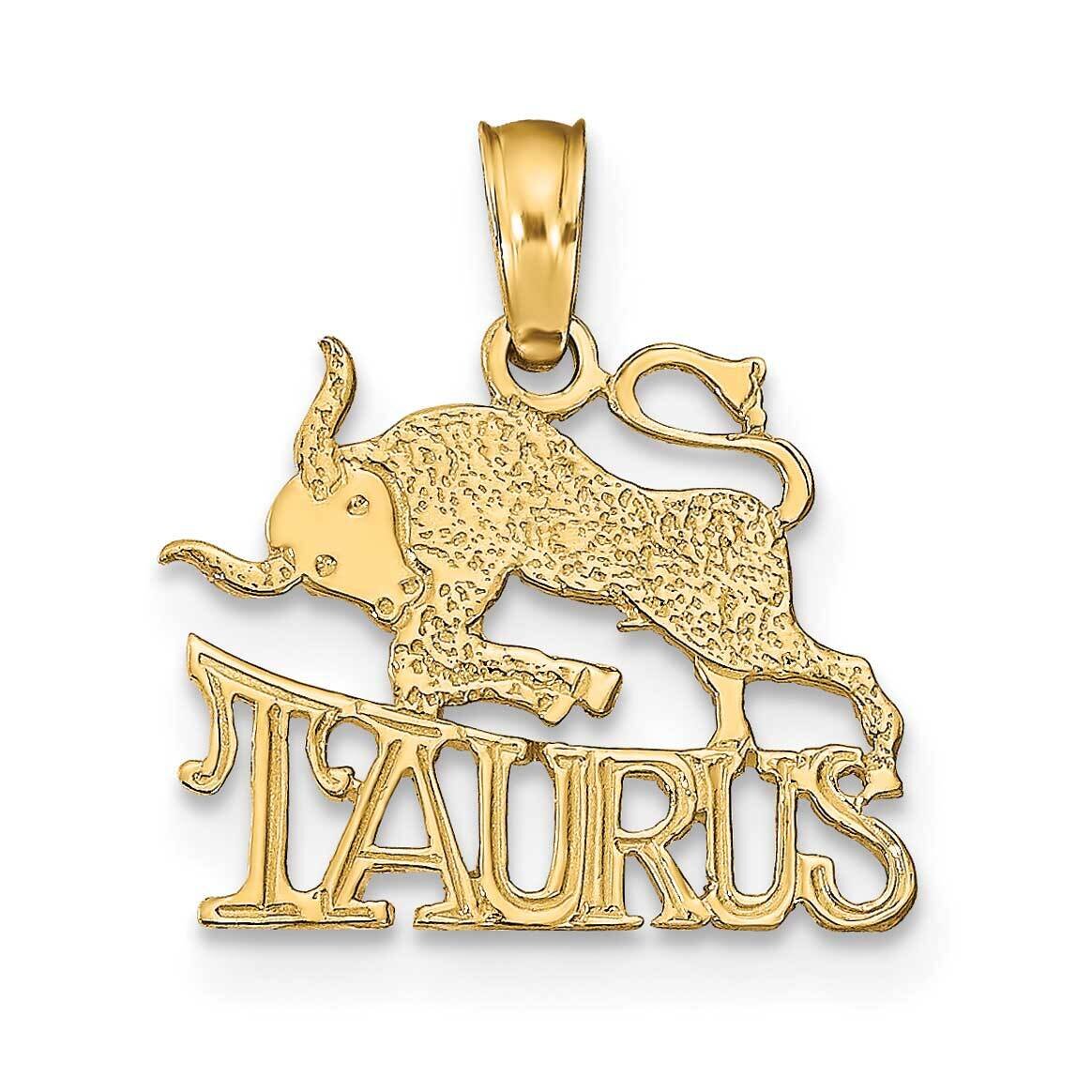 Engraved Block Taurus Charm 14k Gold K8947