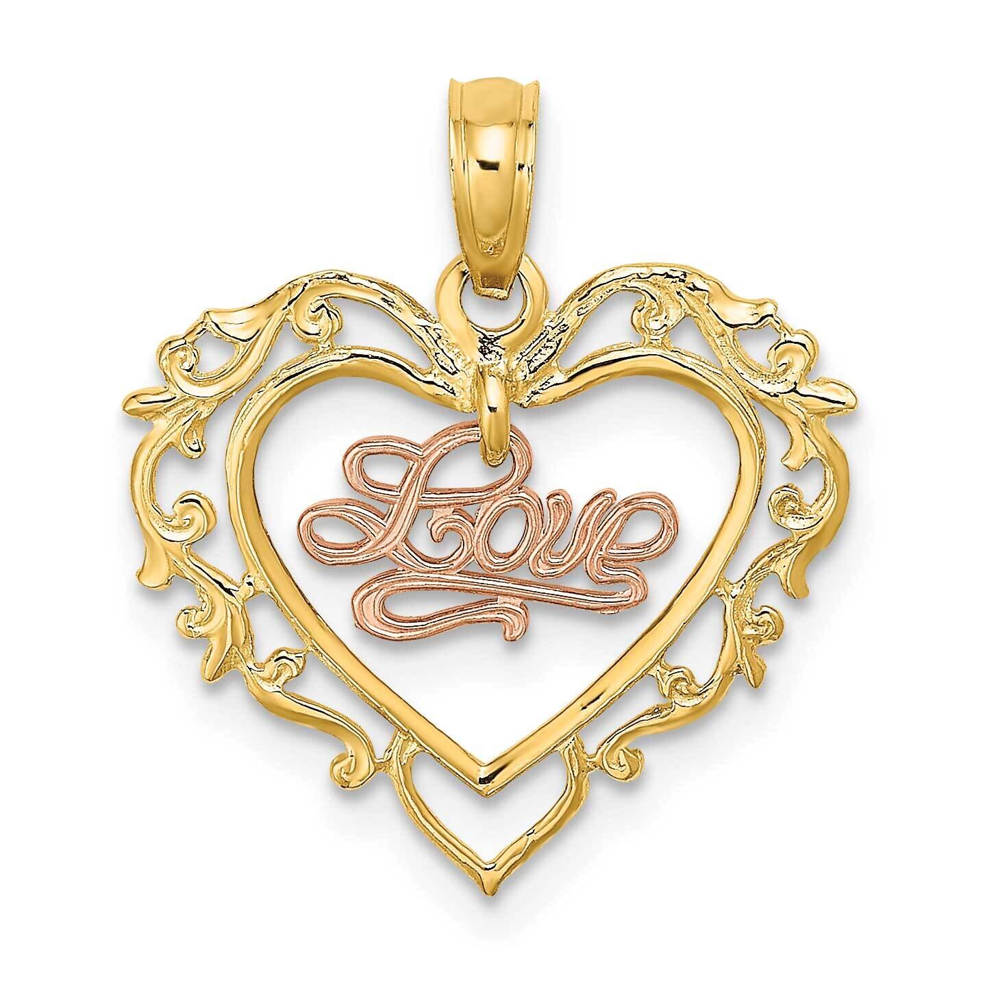 Love In Heart Charm 14k Yellow &amp; Rose Gold K8984, MPN: K8984, 637218021505