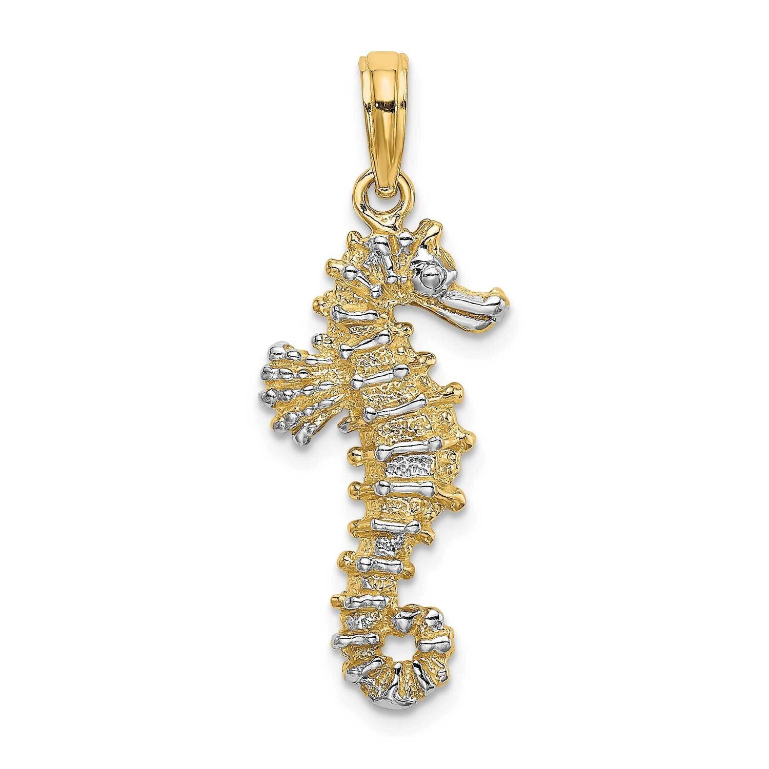 3-D Seahorse Charm 14k Gold Rhodium K9007, MPN: K9007, 637218021932