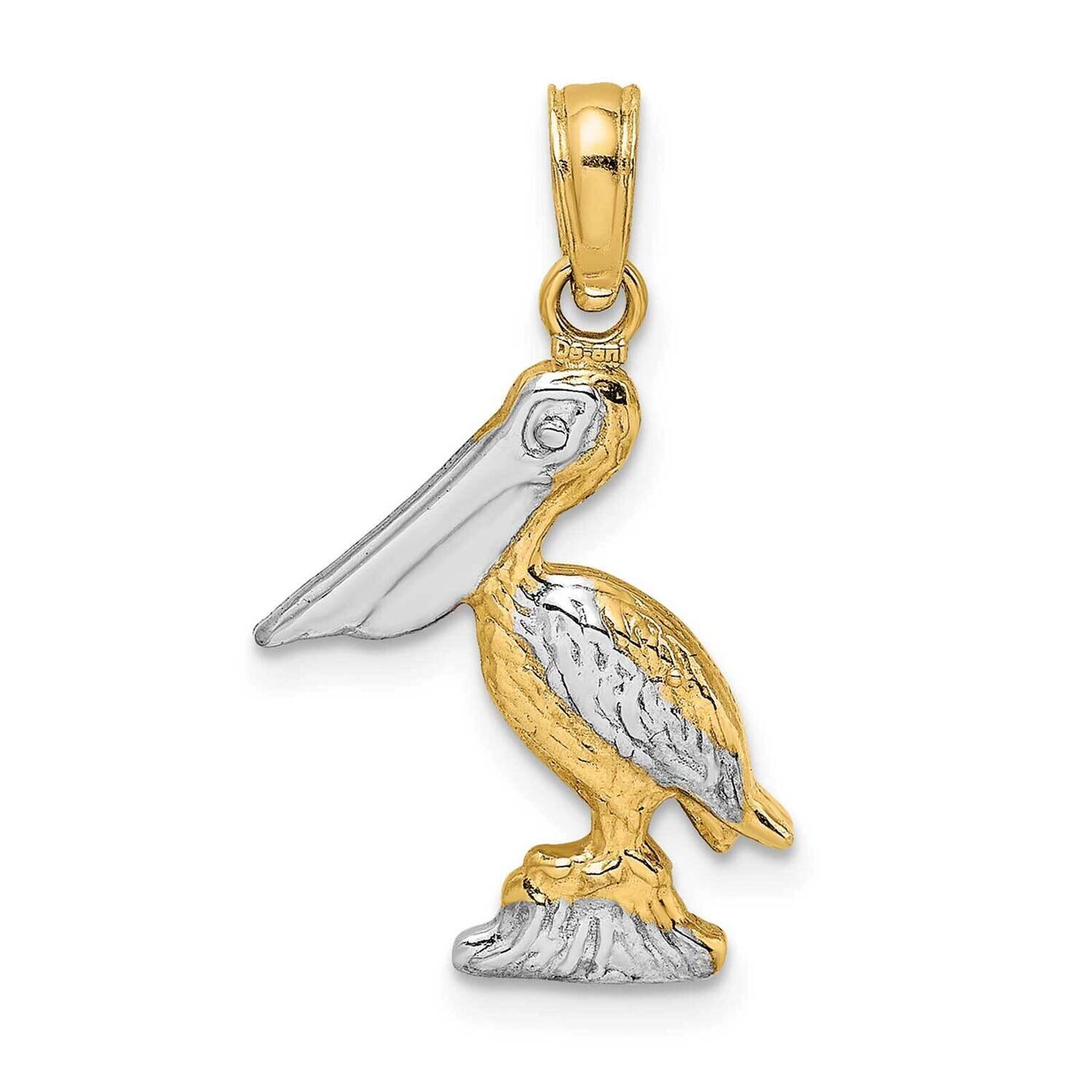 3-D Small Standing Pelican Charm 14k Gold Rhodium K9013, MPN: K9013, 637218168927