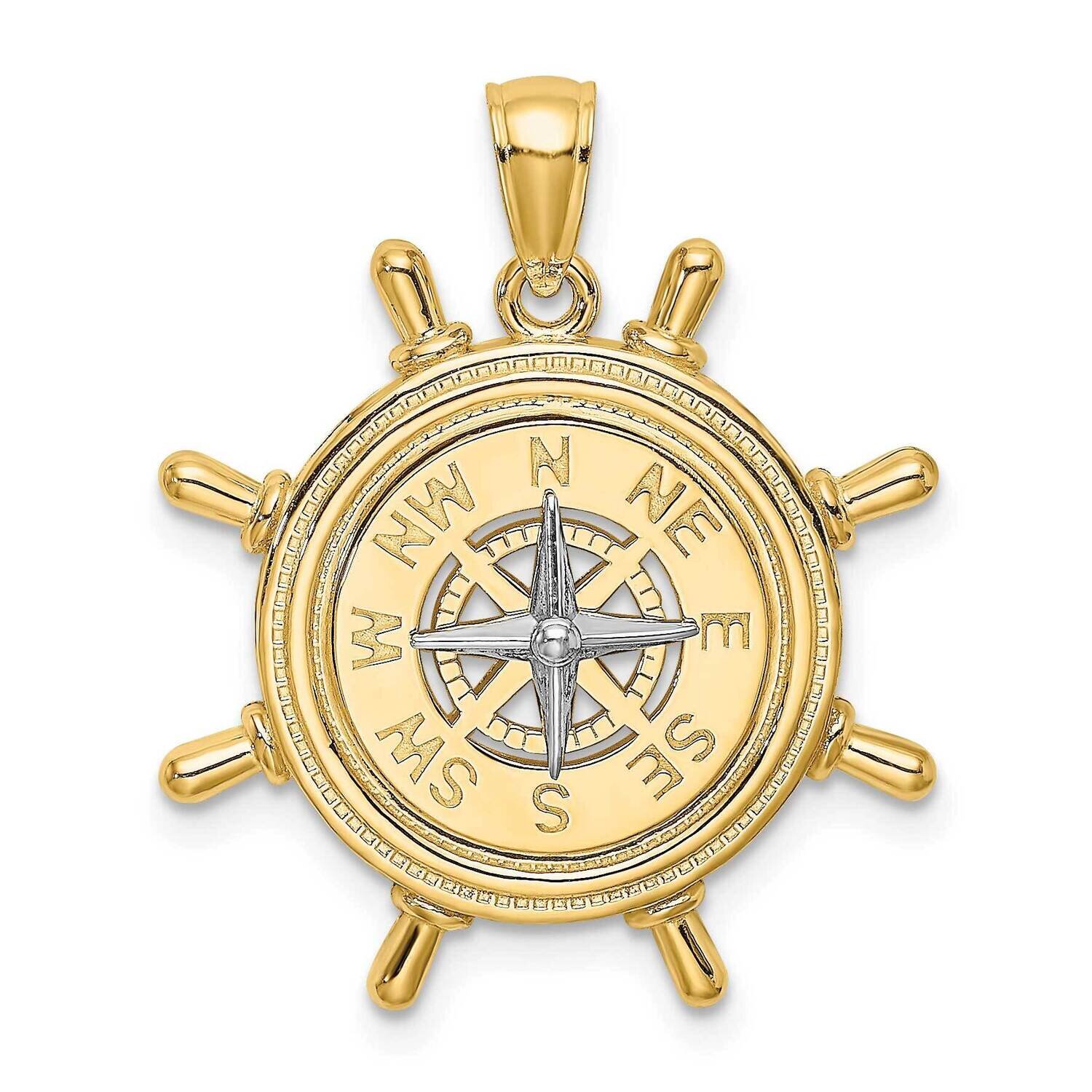 Ship Wheel with Nautical Compass Charm 14k Gold K9023, MPN: K9023, 883957955988