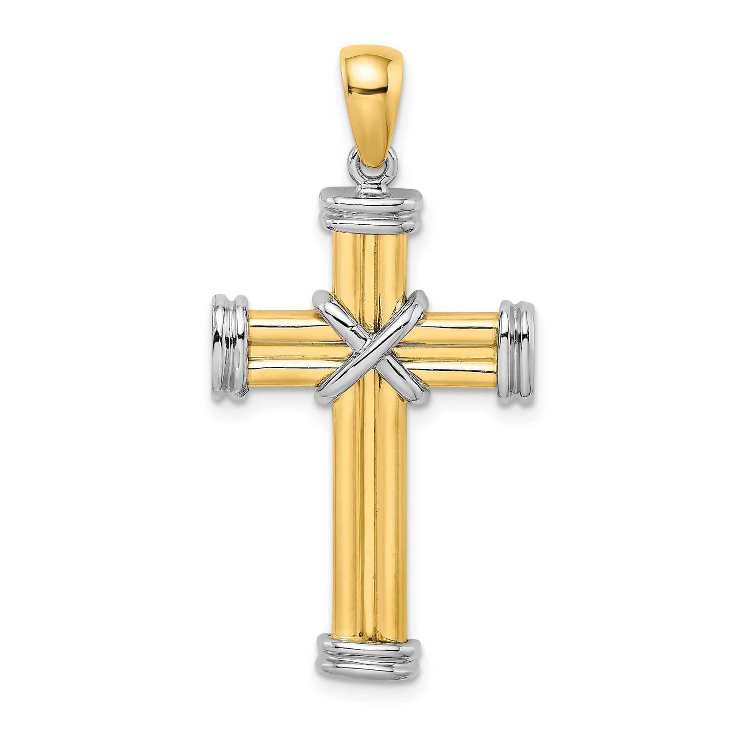 Polished Cross Charm 14k Gold Rhodium K9033