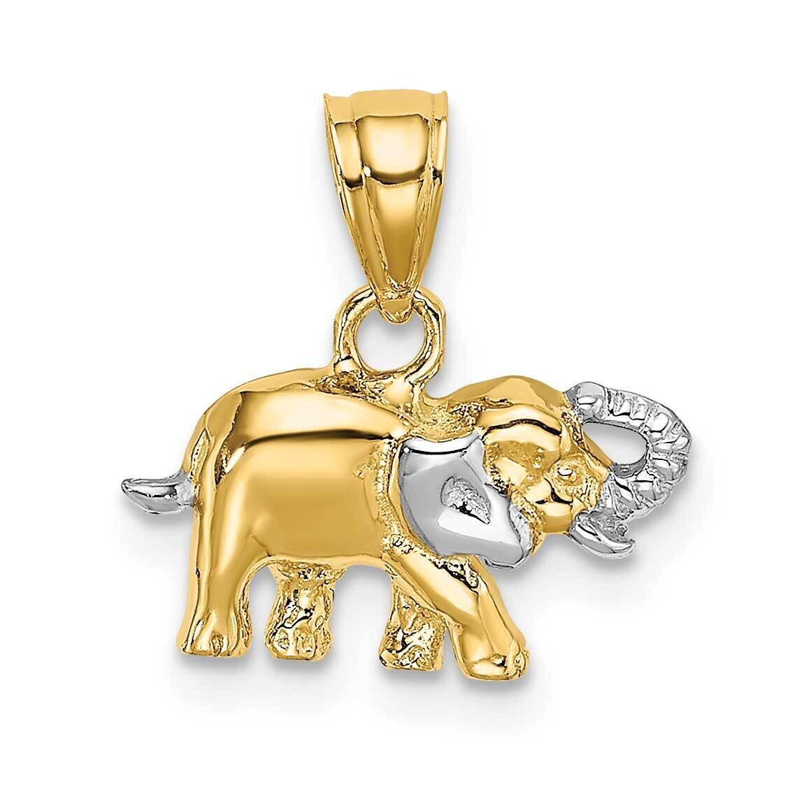 2-D Small Elephant Charm 14k Gold Rhodium K9036
