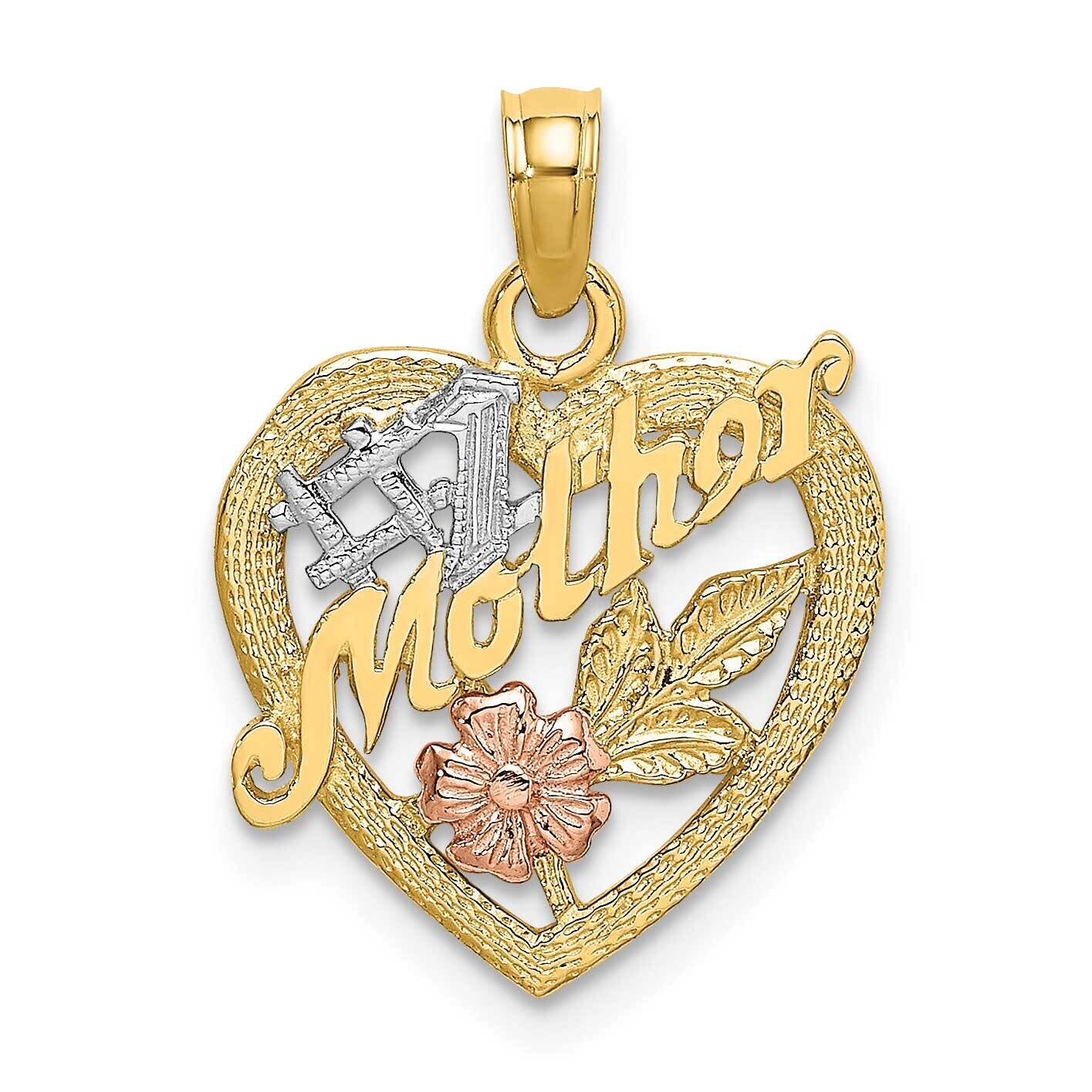 Rh #1 Mother Heart Flower Charm 14k Yellow &amp; Rose Gold K9052, MPN: K9052, 637218034857