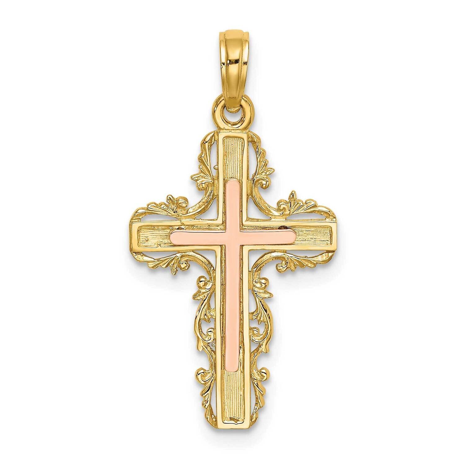 Lace Trim Cross Charm 14k Two-tone Gold K9059, MPN: K9059, 637218036127