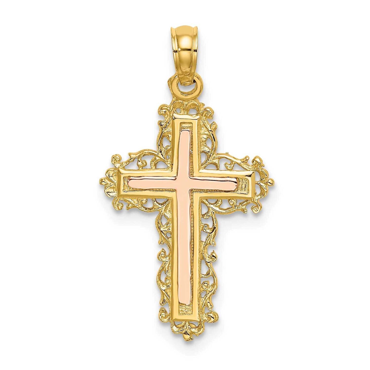 Cross with Lace Trim Charm 14k Two-tone Gold K9062, MPN: K9062, 637218036233