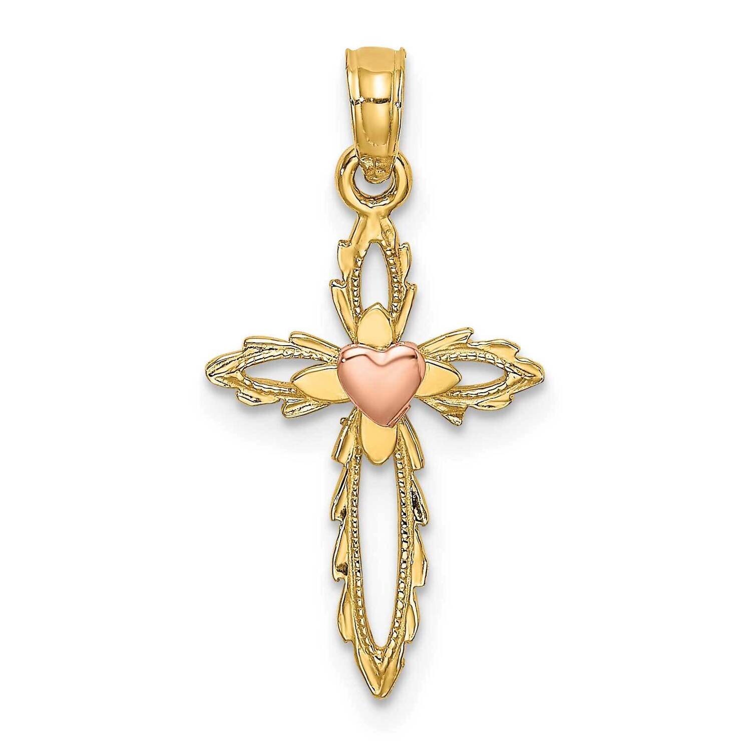 Cross with Heart Charm 14k Two-tone Gold K9086, MPN: K9086, 637218041367