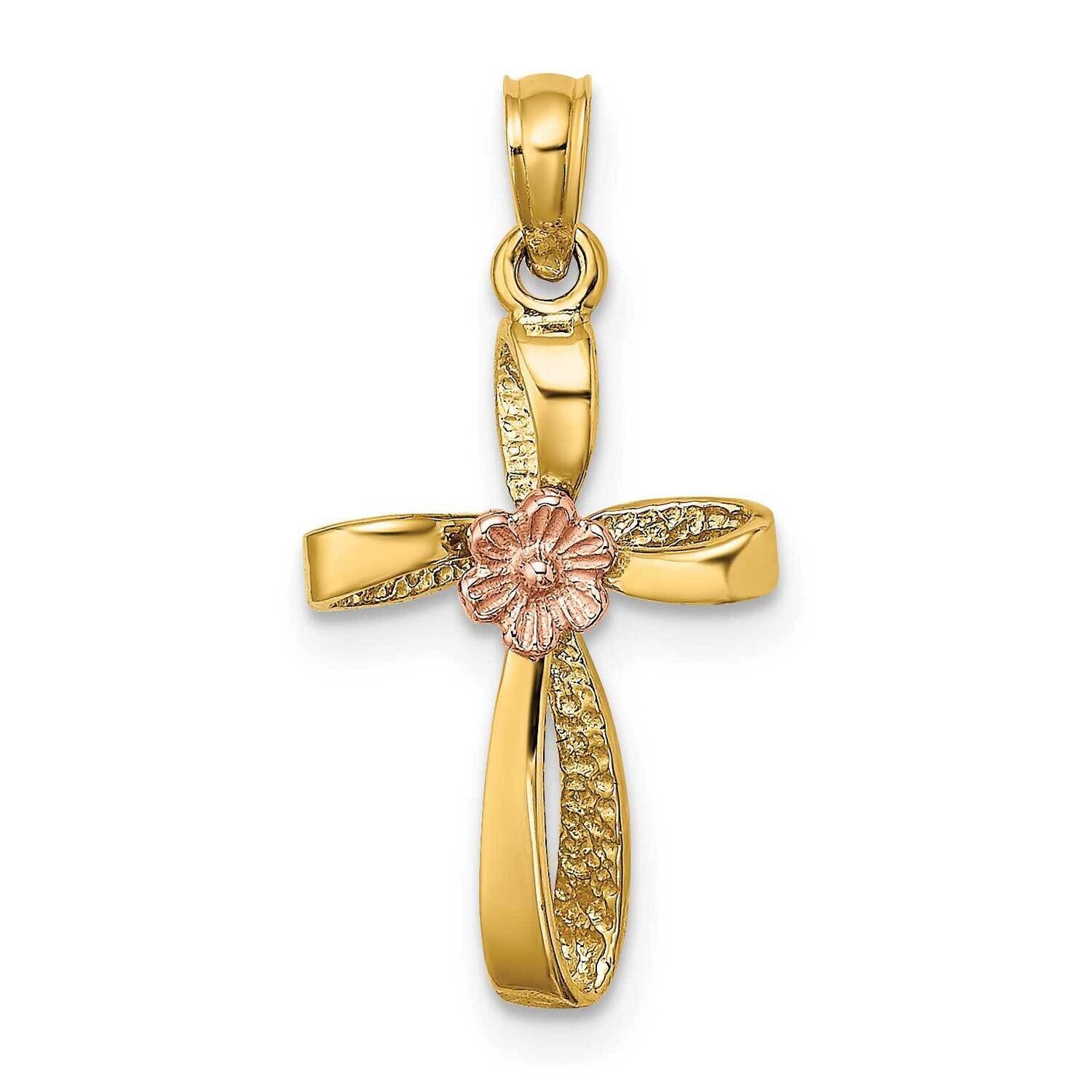 Twisted Cross with Heart Charm 14k Two-tone Gold K9091, MPN: K9091, 637218041404