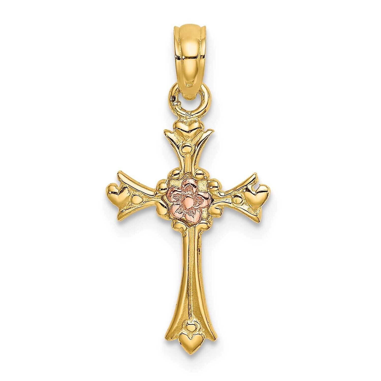 Cross with Flower Charm 14k Two-tone Gold K9094, MPN: K9094, 637218038268