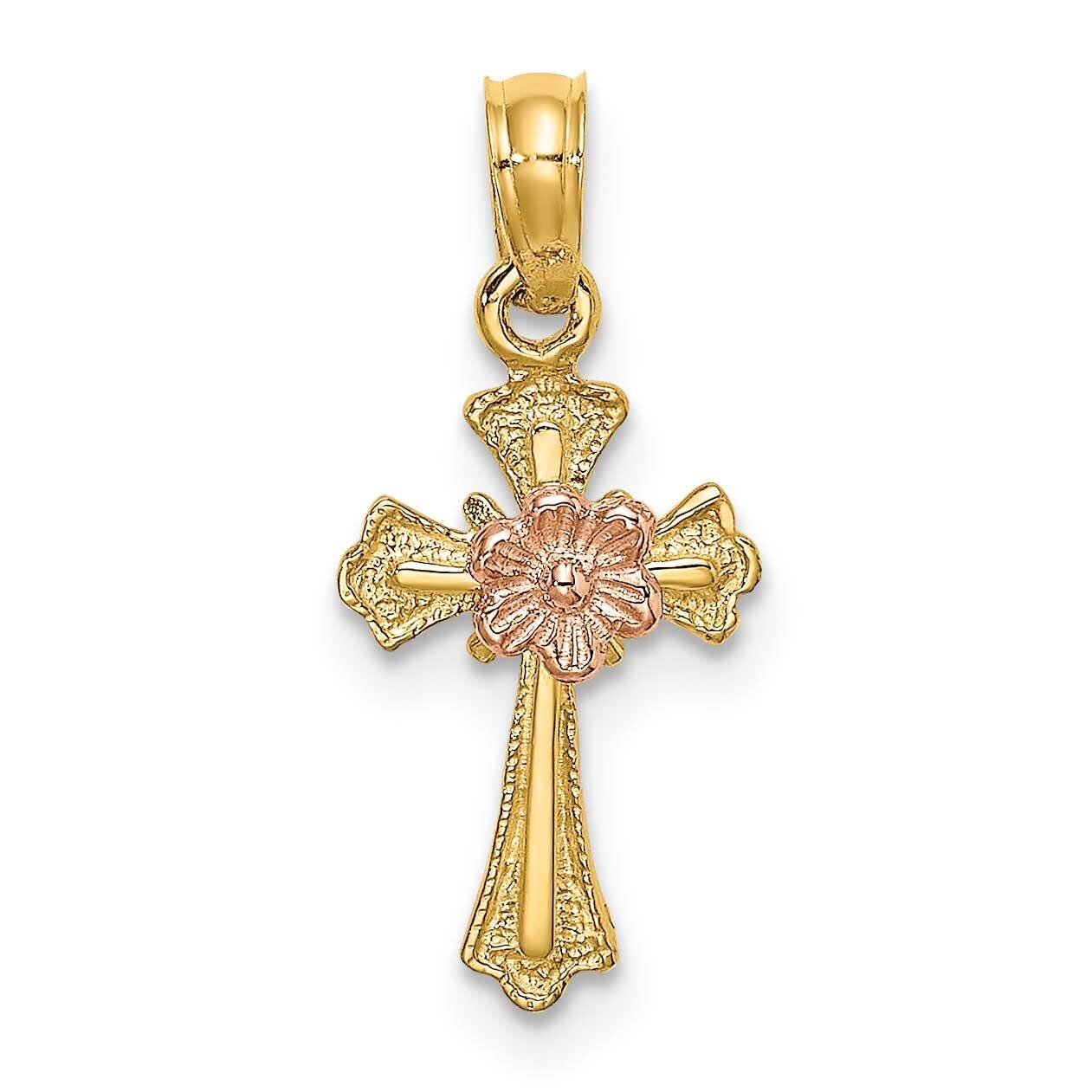Cross with Flower Charm 14k Two-tone Gold K9098, MPN: K9098, 637218041411