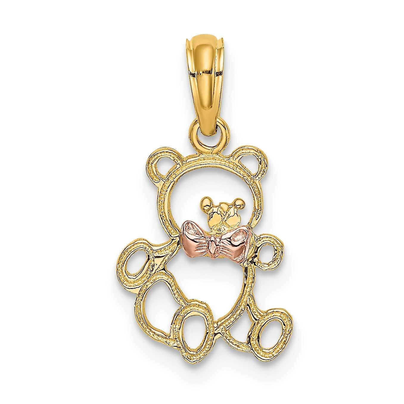 Teddy Bear with Bow Tie Charm 14k Two-tone Gold K9101, MPN: K9101, 637218042920