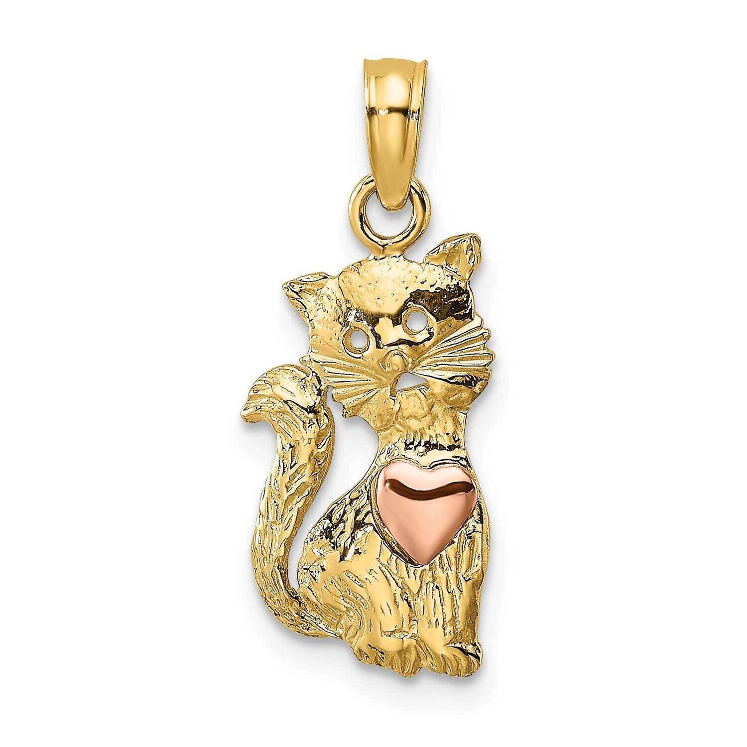 Cat with Heart Charm 14k Two-tone Gold K9104, MPN: K9104, 637218042951