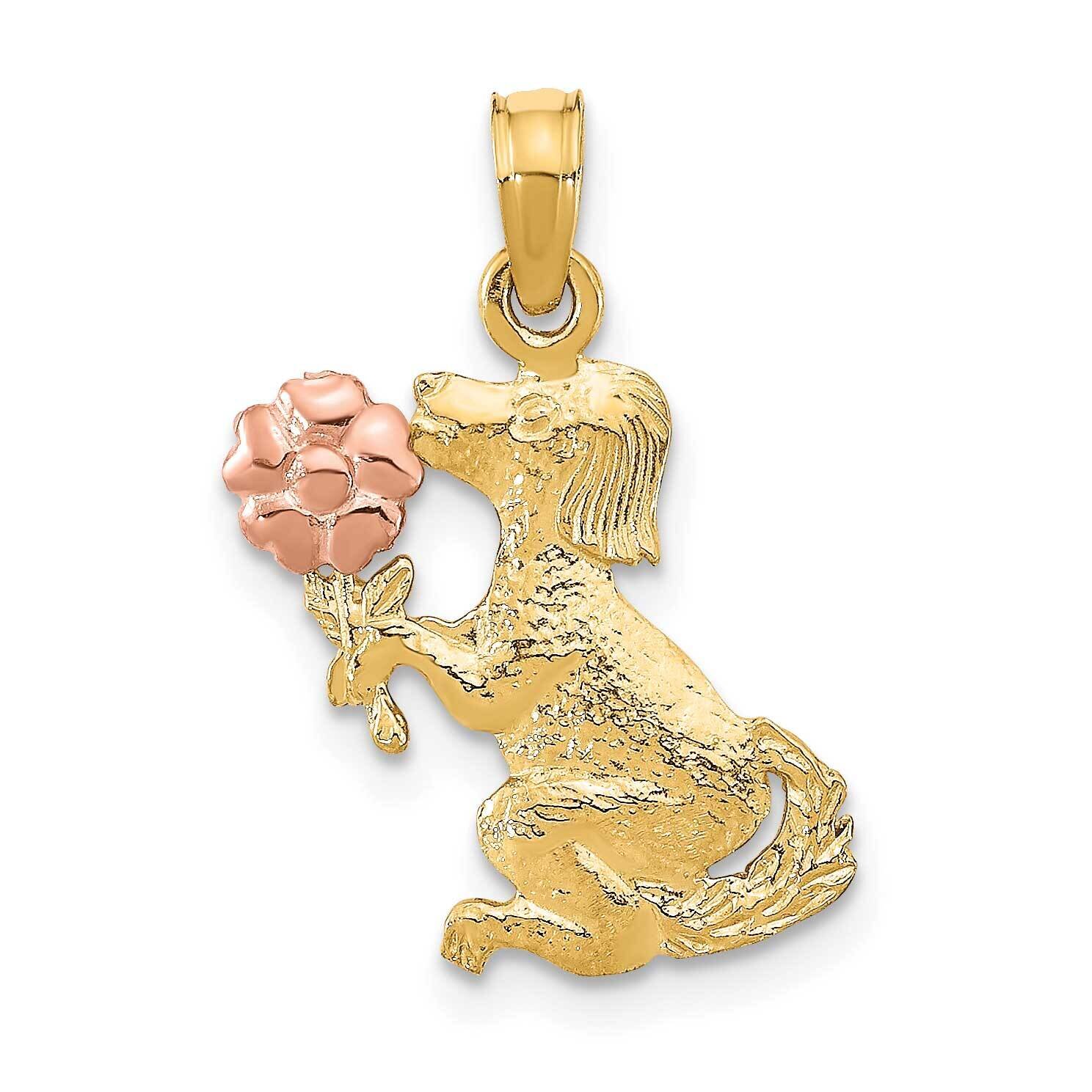 Dog Holding Flower Charm 14k Two-tone Gold K9105, MPN: K9105, 637218042968