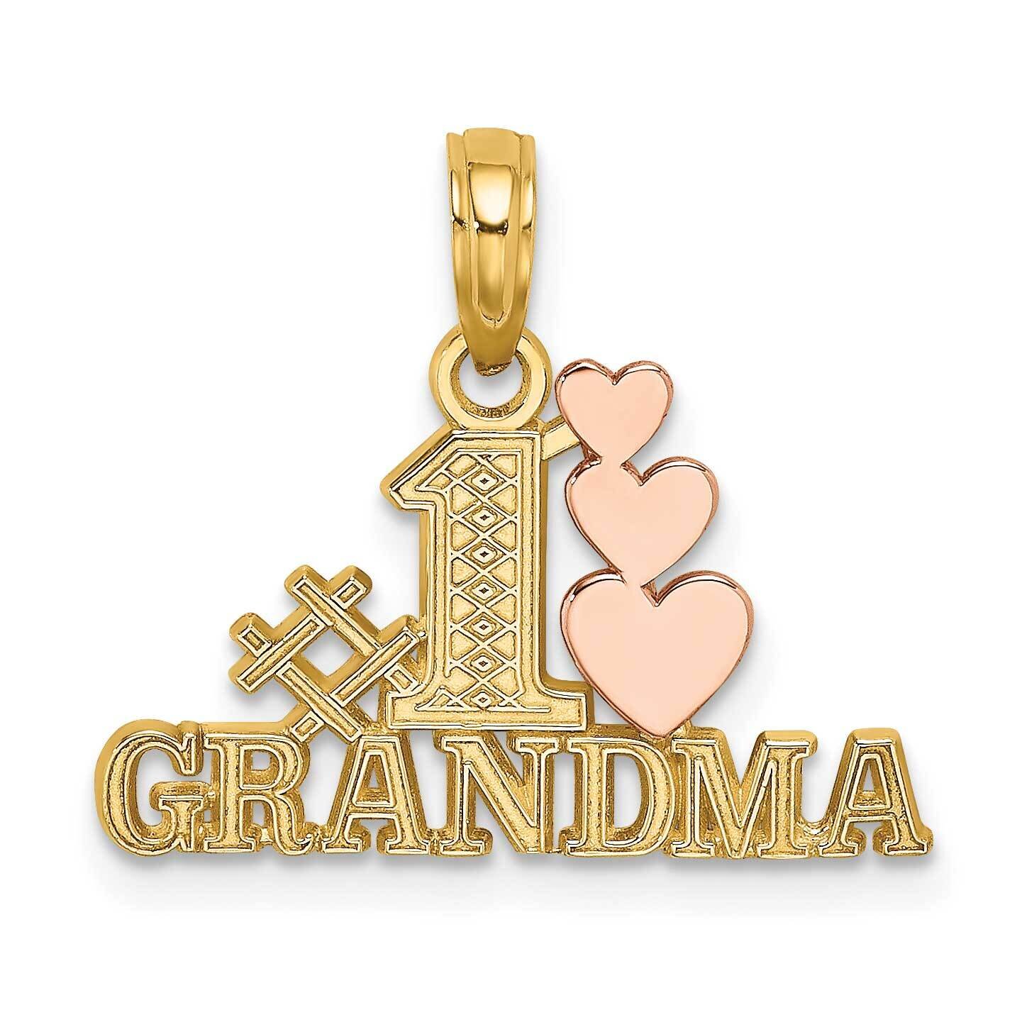 #1 Grandma with Three Hearts Charm 14k Two-tone Gold K9129
