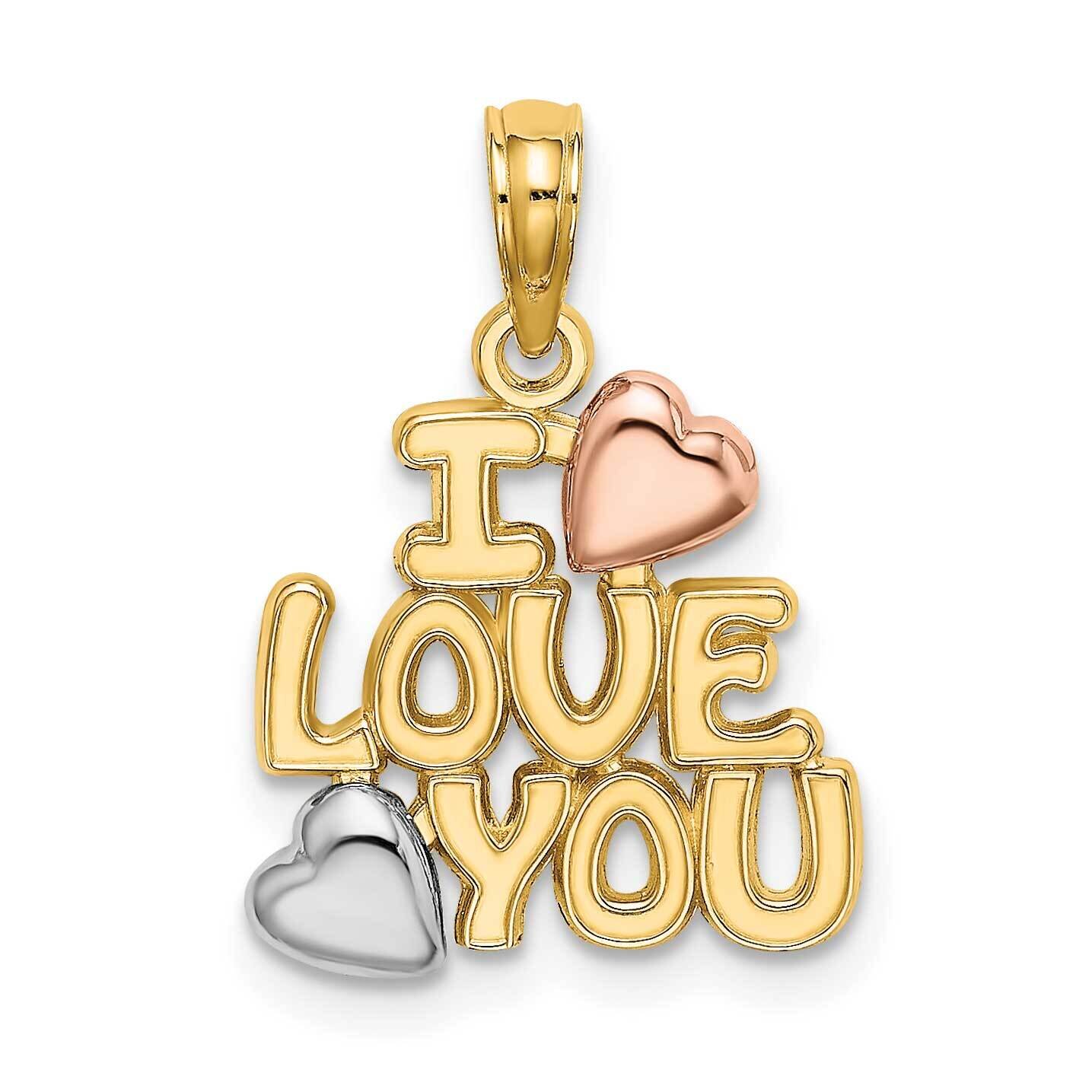 Rhodium I Love You Hearts Charm 14k Yellow &amp; Rose Gold K9130, MPN: K9130, 637218047864