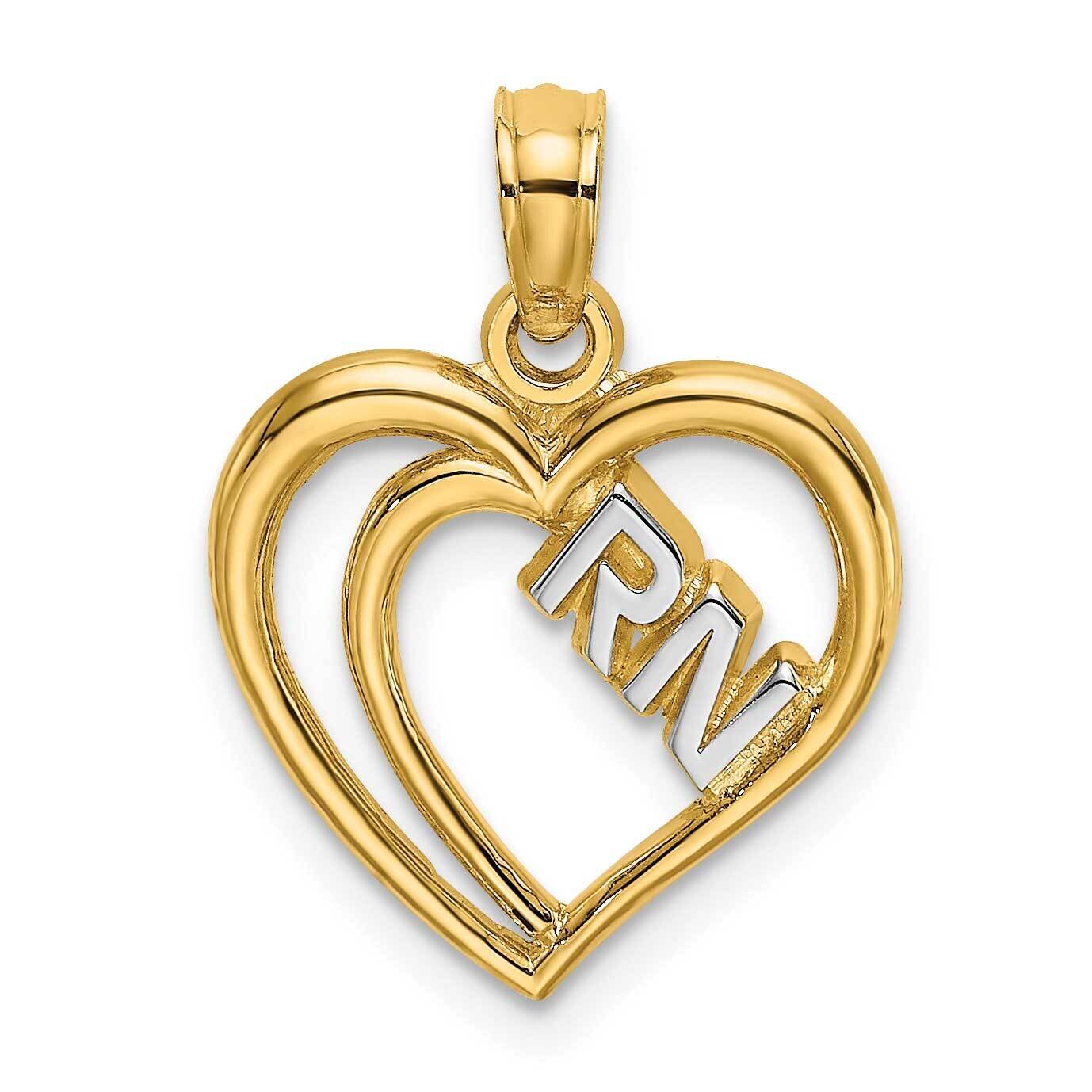 Rn Inside Double Hearts Charm 14k Gold Rhodium K9137