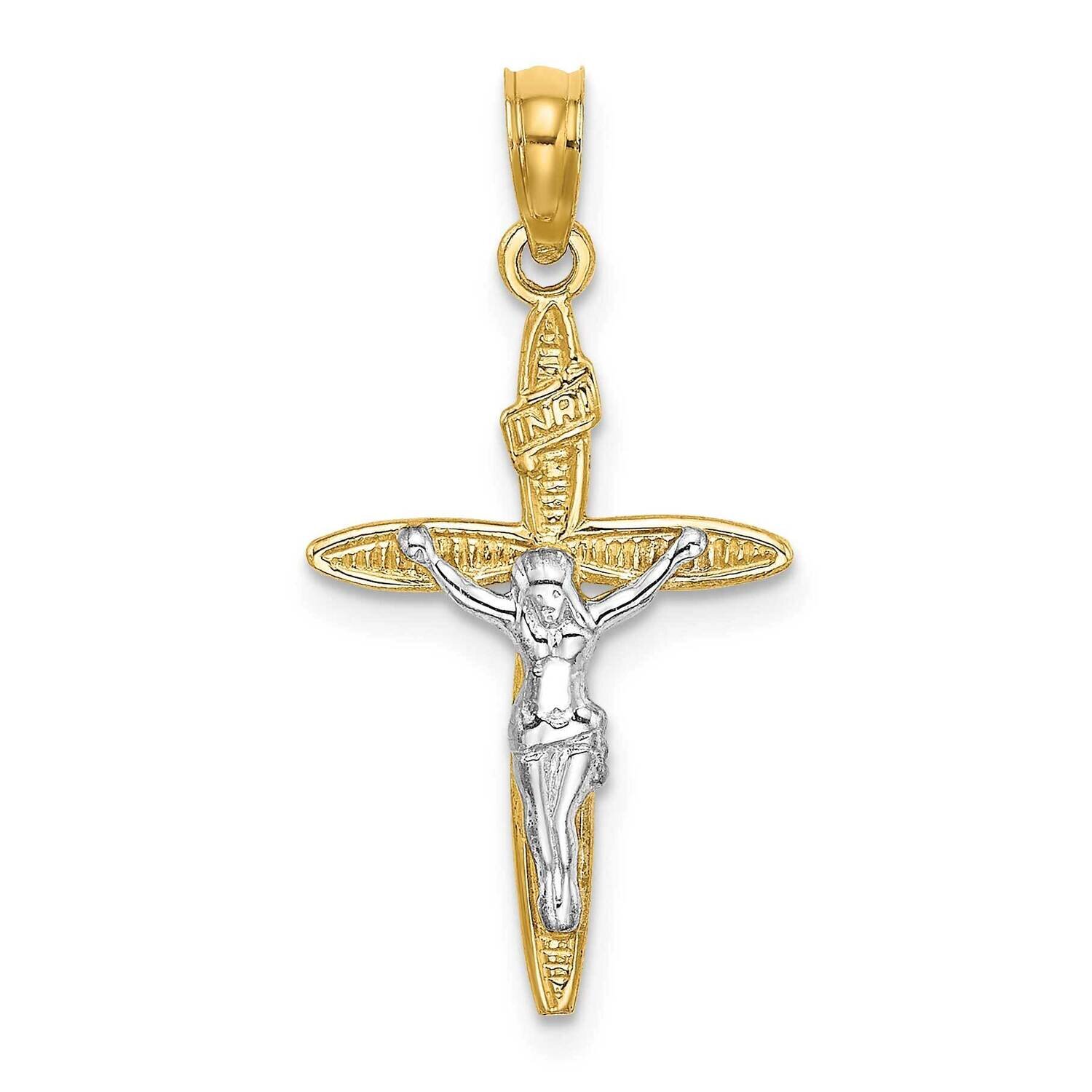 Inri Crucifix Charm 14k Gold Rhodium K9140, MPN: K9140, 637218049059