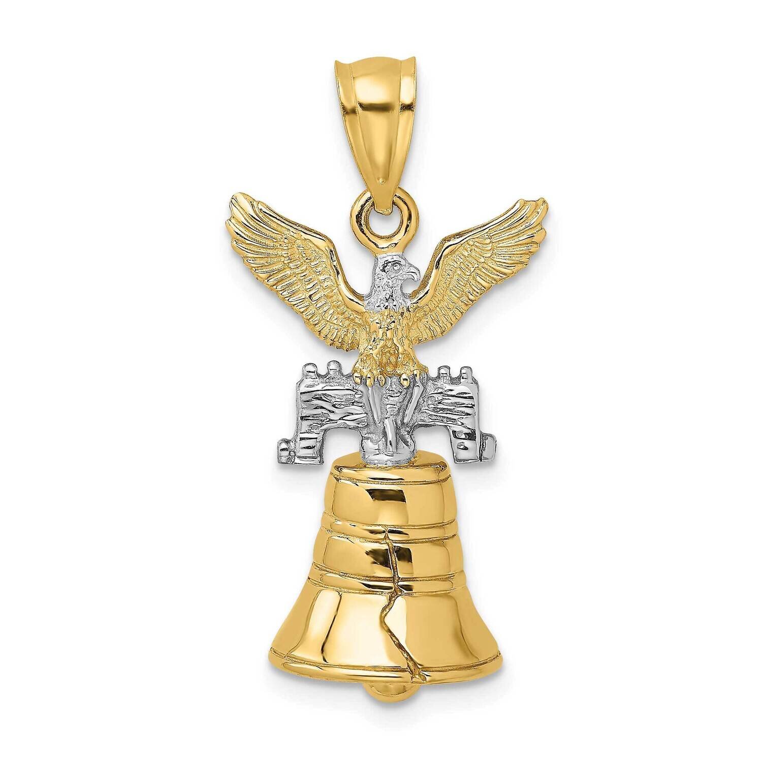 Moveable Liberty Bell with Crack Eagle Top Charm 14k Gold 3-D K9146, MPN: K9146, 637218052806