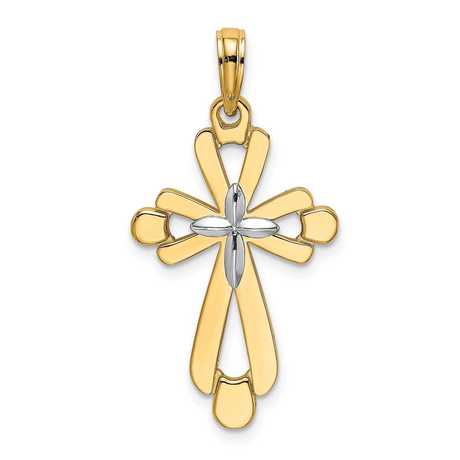Polished Fancy Cross Charm Cross 14k Gold Rhodium K9153, MPN: K9153, 637218055197
