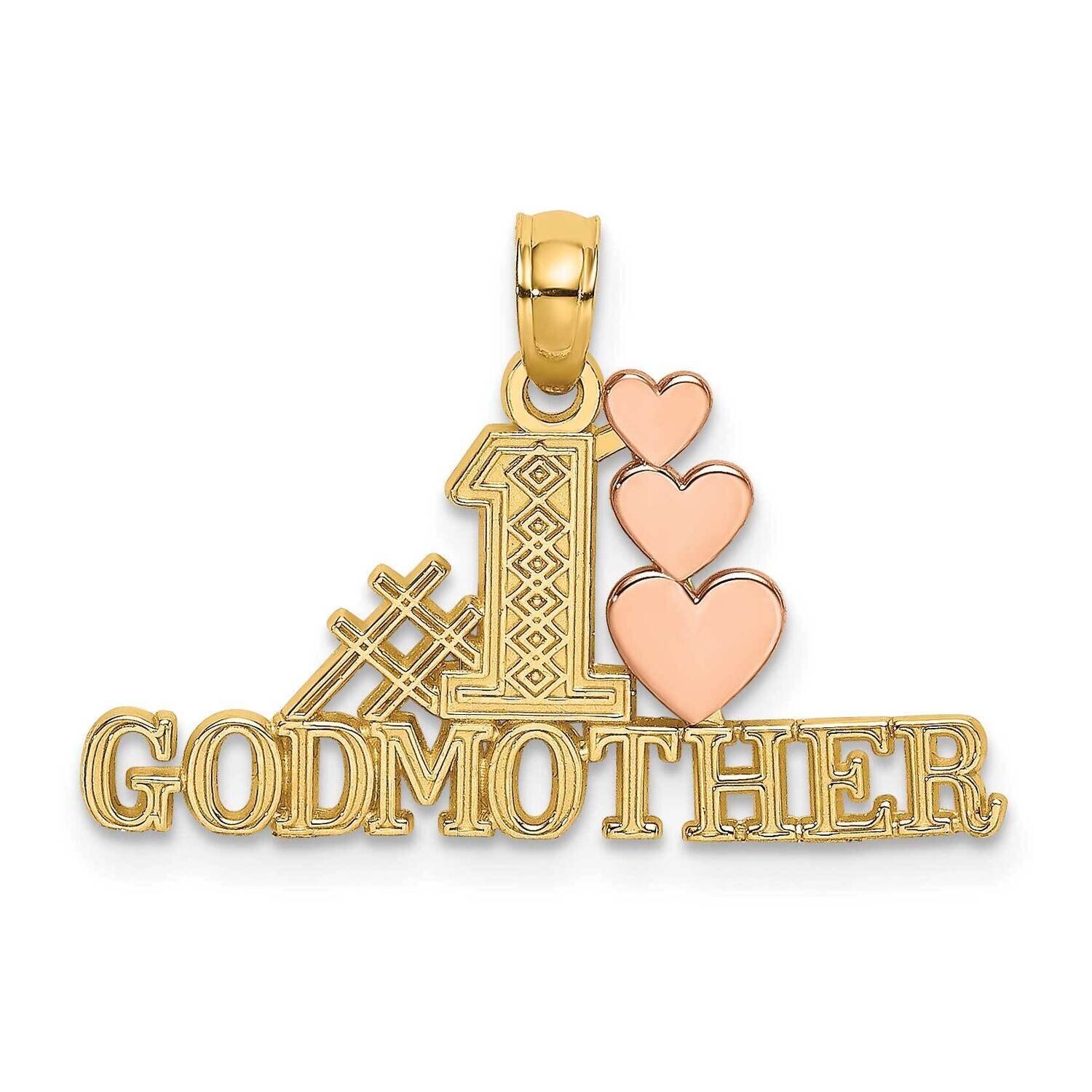 Polished #1 Godmother Hearts Pendant 14k Two-tone Gold K9165